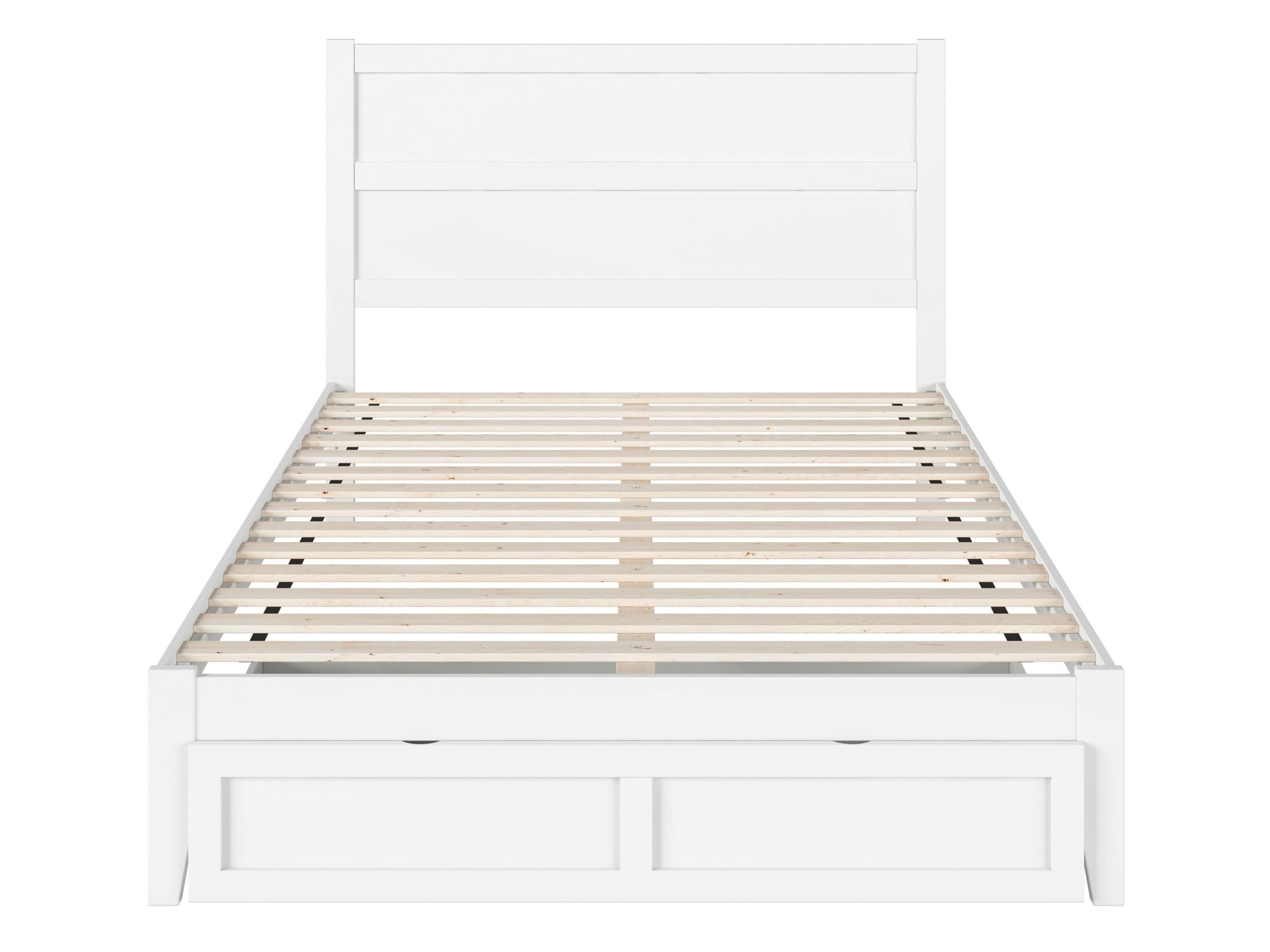 AFI NoHo Queen Size Platform Bed Frame with Storage Drawer & USB Charging Station - Modern White Wooden Bed for Small Spaces, Bedroom Furniture with Built-in Storage and Charging Ports