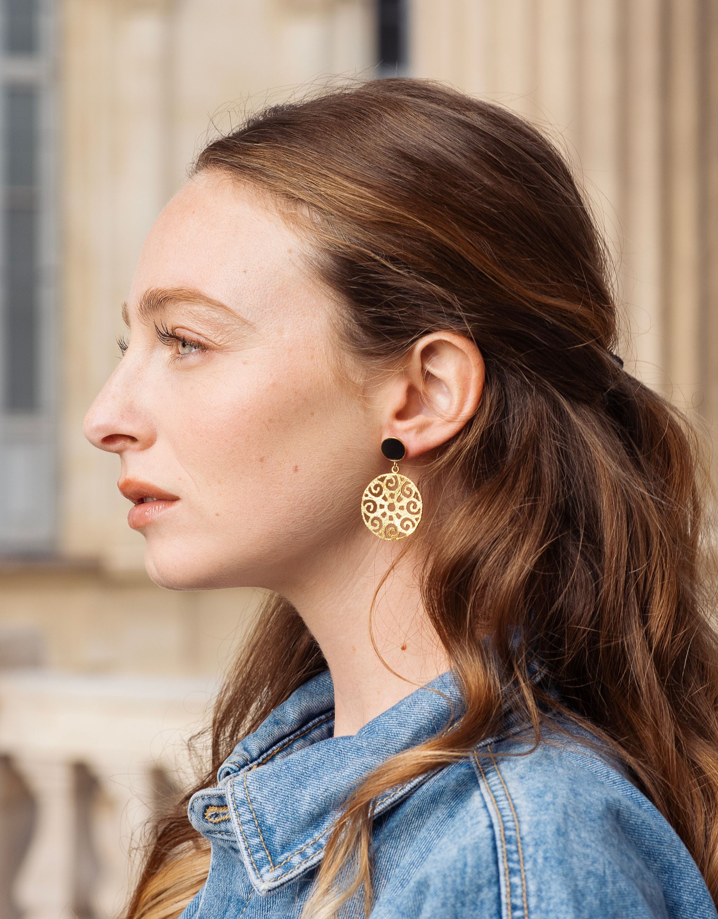24K Gold Plated Black Stud Earrings for Women - Elegant & Hypoallergenic Jewelry Gift for Everyday Wear & Special Occasions