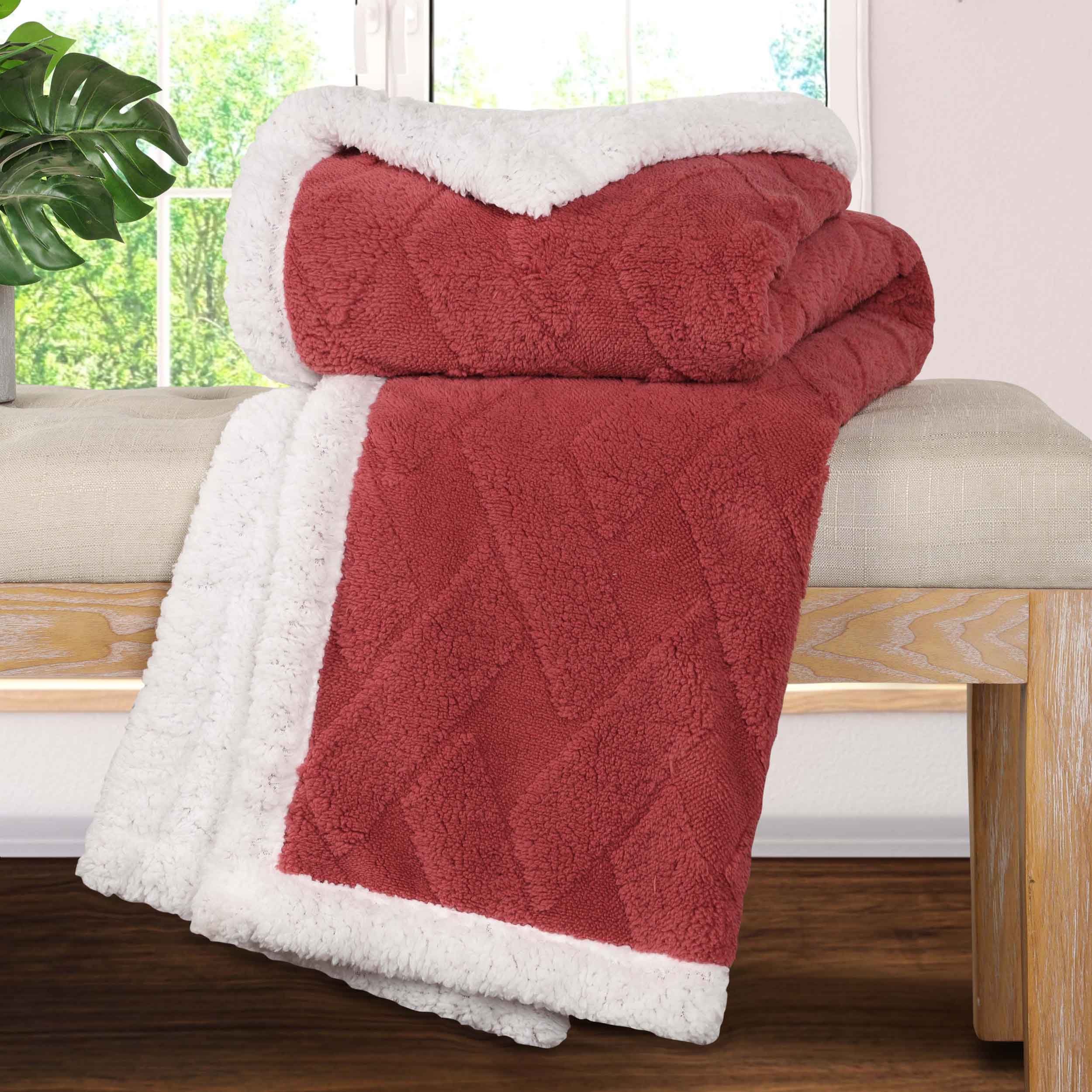 Nuuk Reversible Jacquard Lattice Plush Sherpa Fleece Blanket - Ultra Soft & Warm Winter Throw for Couch, Bed & Travel - Cozy Home Decor Gift for Christmas & Cold Weather