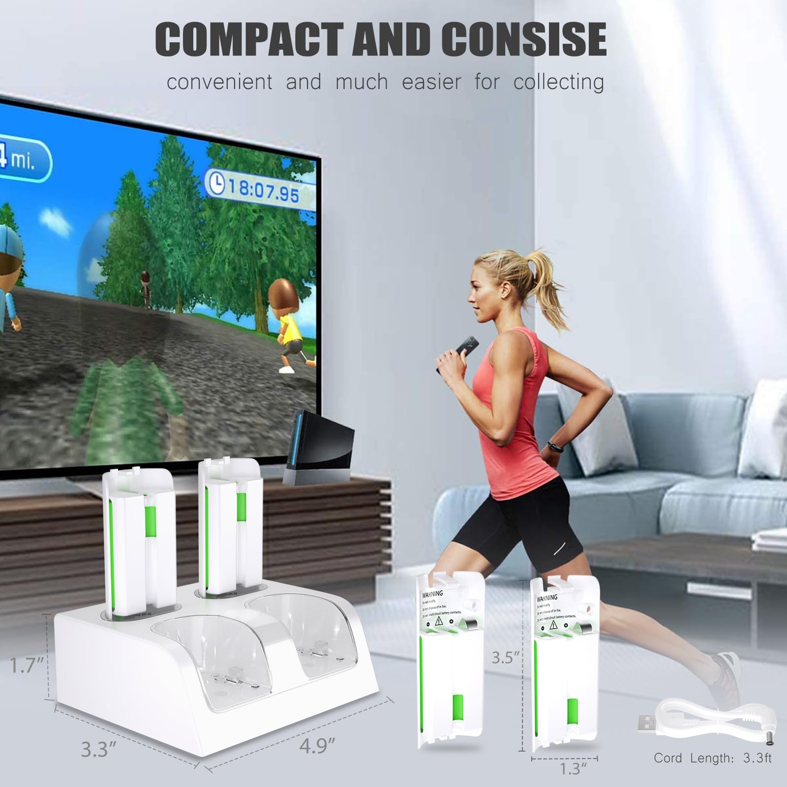 4-Pack 2800mAh Rechargeable Wii Remote Battery Pack with Charging Station & USB Cable - Compatible with Wii & Wii U Controllers - Perfect for Gaming Sessions & Family Entertainment