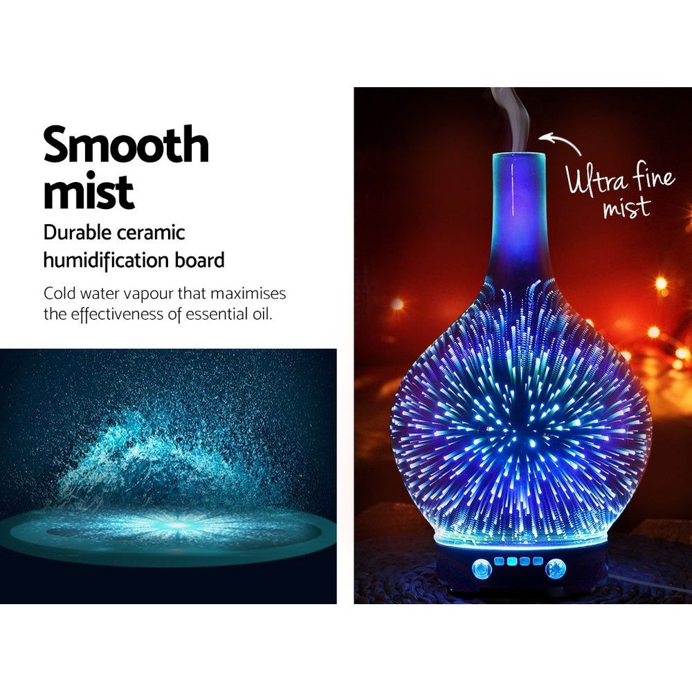 3D LED Aroma Diffuser with Firework Effect - 100ml Essential Oil Humidifier for Home, Office & Yoga Studio - Perfect for Relaxation & Aromatherapy