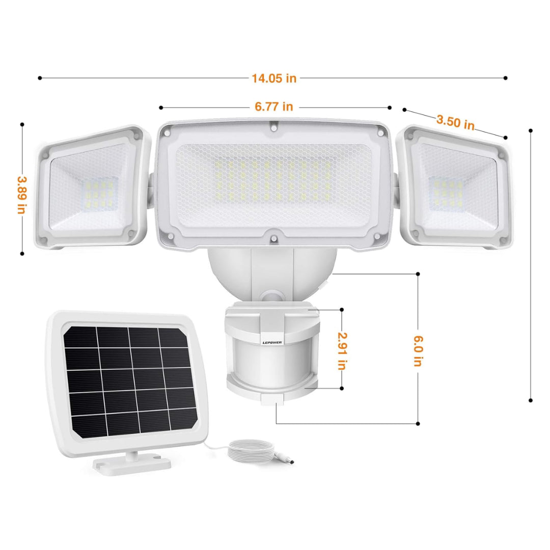 Lepower Tec 1600LM Solar Powered Motion Sensor Outdoor Security Lights - Waterproof LED Wall Light for Garden, Yard, Pathway & Garage