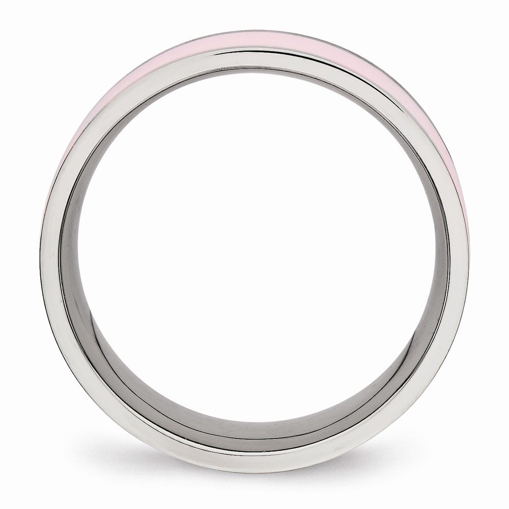 Solid Stainless Steel Pink Ceramic Wedding Band Ring for Women - Durable & Hypoallergenic Wedding, Engagement, Anniversary Jewelry Gift