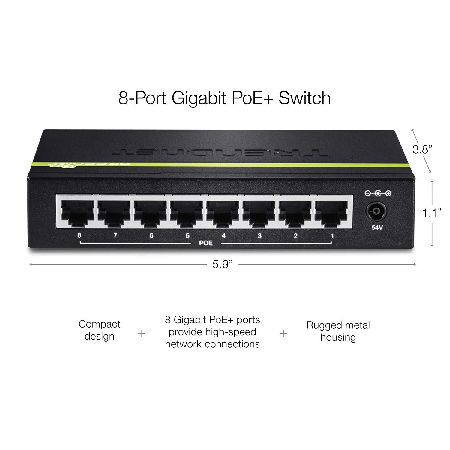 TRENDnet 8-Port Gigabit PoE+ Switch | 123W Power Budget | 16Gbps Switching | Metal Desktop Ethernet Network Switch | Lifetime Protection | Ideal for Home Office, Small Business & IP Camera Systems