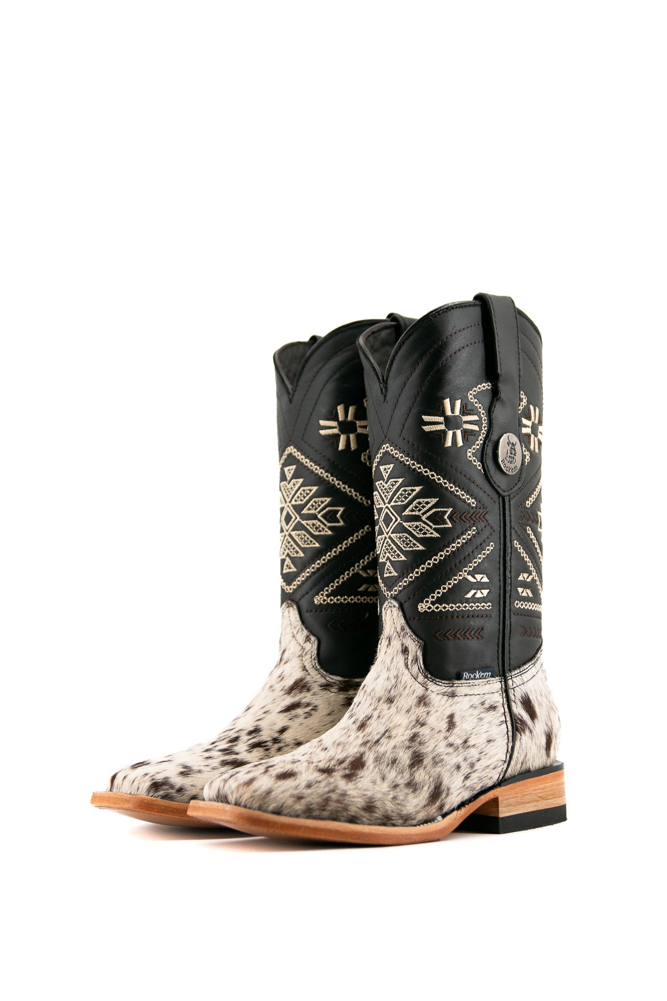 Women's Square Toe Cowhide Cowgirl Boots - Size 5 Western Ankle Boots for Country Dancing, Rodeo & Casual Outfits | JW97 Collection