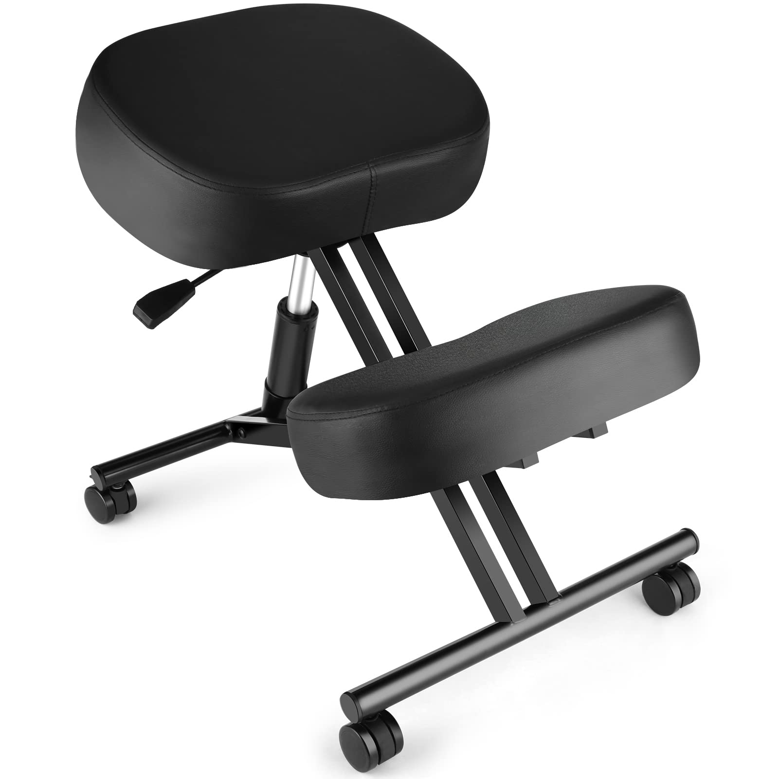 Ergonomic Kneeling Chair for Office & Home - Adjustable Height Stool with Thick Foam Cushion to Improve Posture & Relieve Back Pain - Upgraded Pneumatic Pump - Perfect for Work, Study & Meditation