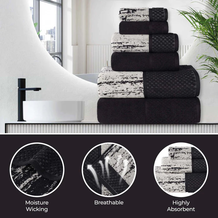 Premium Cotton Plush Soft Absorbent 2-Tone 3-Piece Bath Towel Set for Spa, Gym & Luxury Home Use