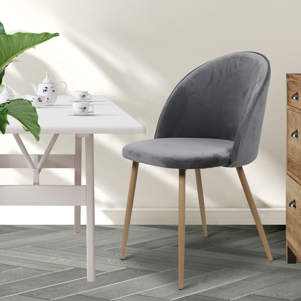 2 Pack French Provincial Dining Chairs - Grey Upholstered Kitchen & Lounge Seating for Home, Restaurant, and Cafe Use