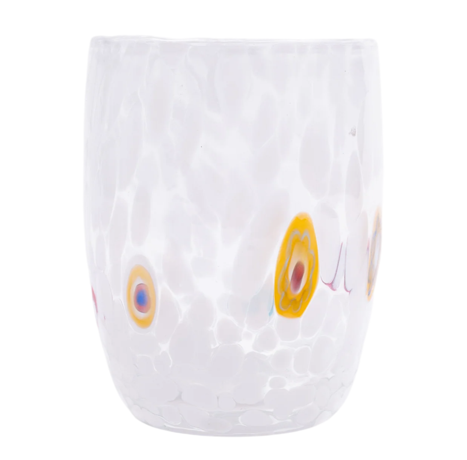 Premium Round Murano Glass Drinking Glasses - Elegant White Wine & Cocktail Cups for Home Bar, Wedding, Party & Gift Giving