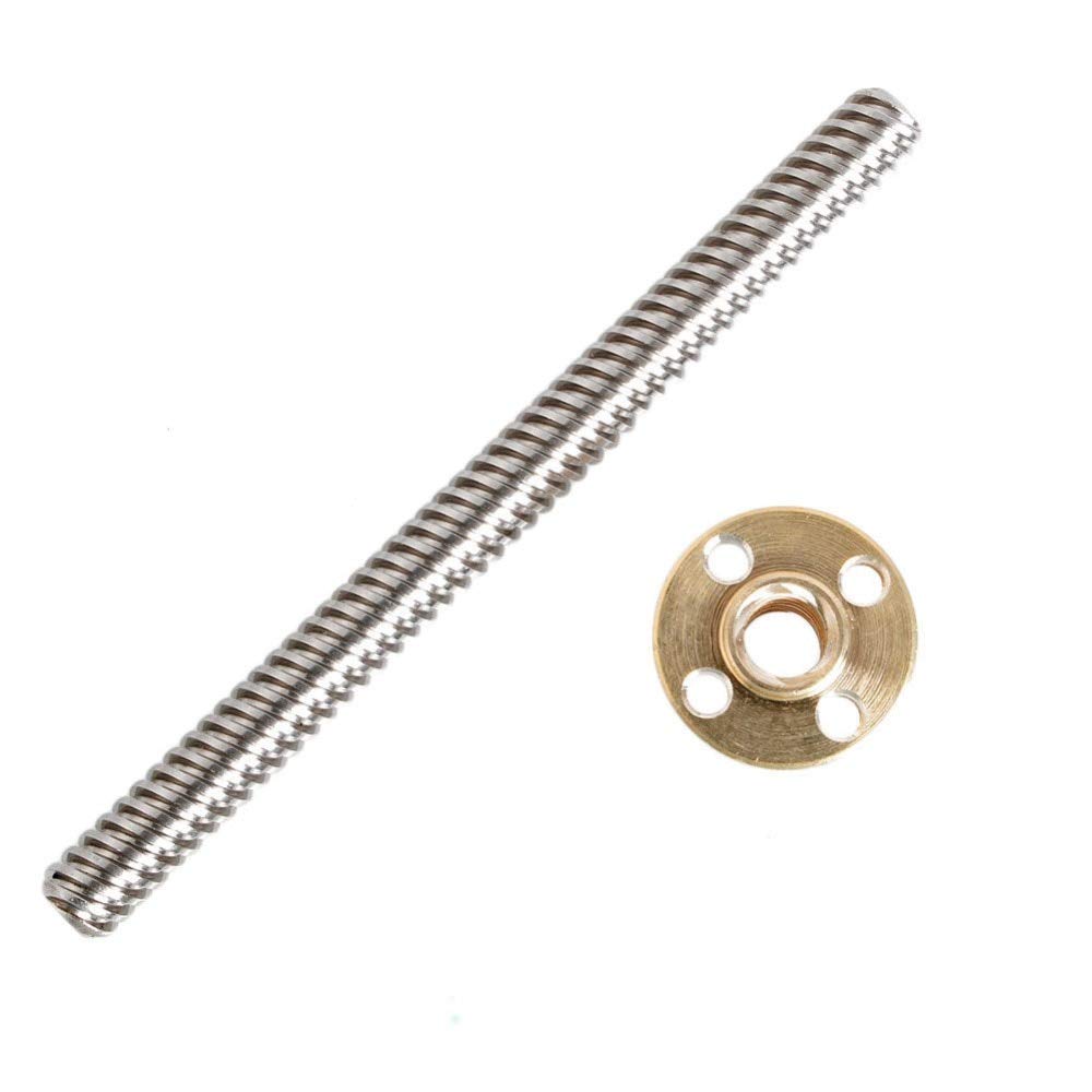 8mm Acme Threaded Rod Stainless Steel Leadscrew with T8 Nut - 400mm Precision Shaft for CNC Machines & 3D Printers | DIY Robotics, Linear Motion Systems, and Automation Projects