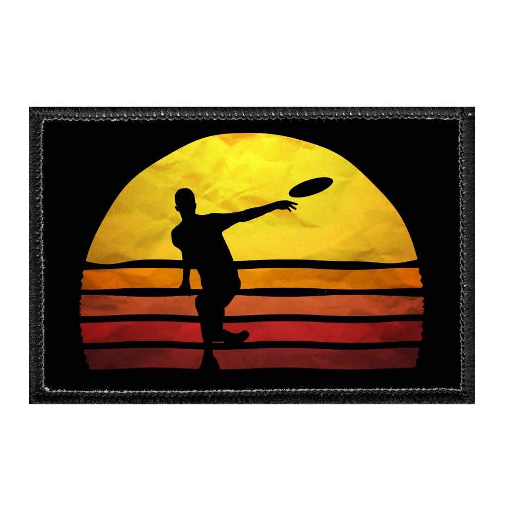 Disc Golf Sunset Hook and Loop Patch - 2x3 Inch for Hats, Jeans, Vests & Coats | Durable Pull Patch for Outdoor Sports & Casual Wear