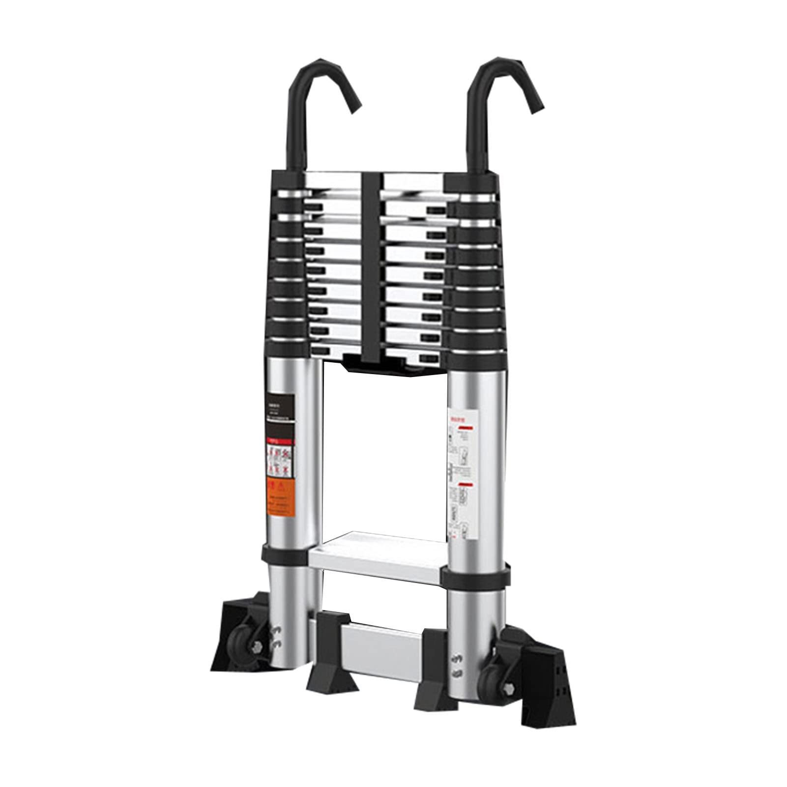 3.5m/6.3m Aluminum Telescopic Extension Ladder with Detachable Hook - Foldable Multi-Purpose Ladder for Indoor Outdoor Use - Perfect for Home Repair, Roof Access, Warehouse & Construction (15.5FT/4.7M)