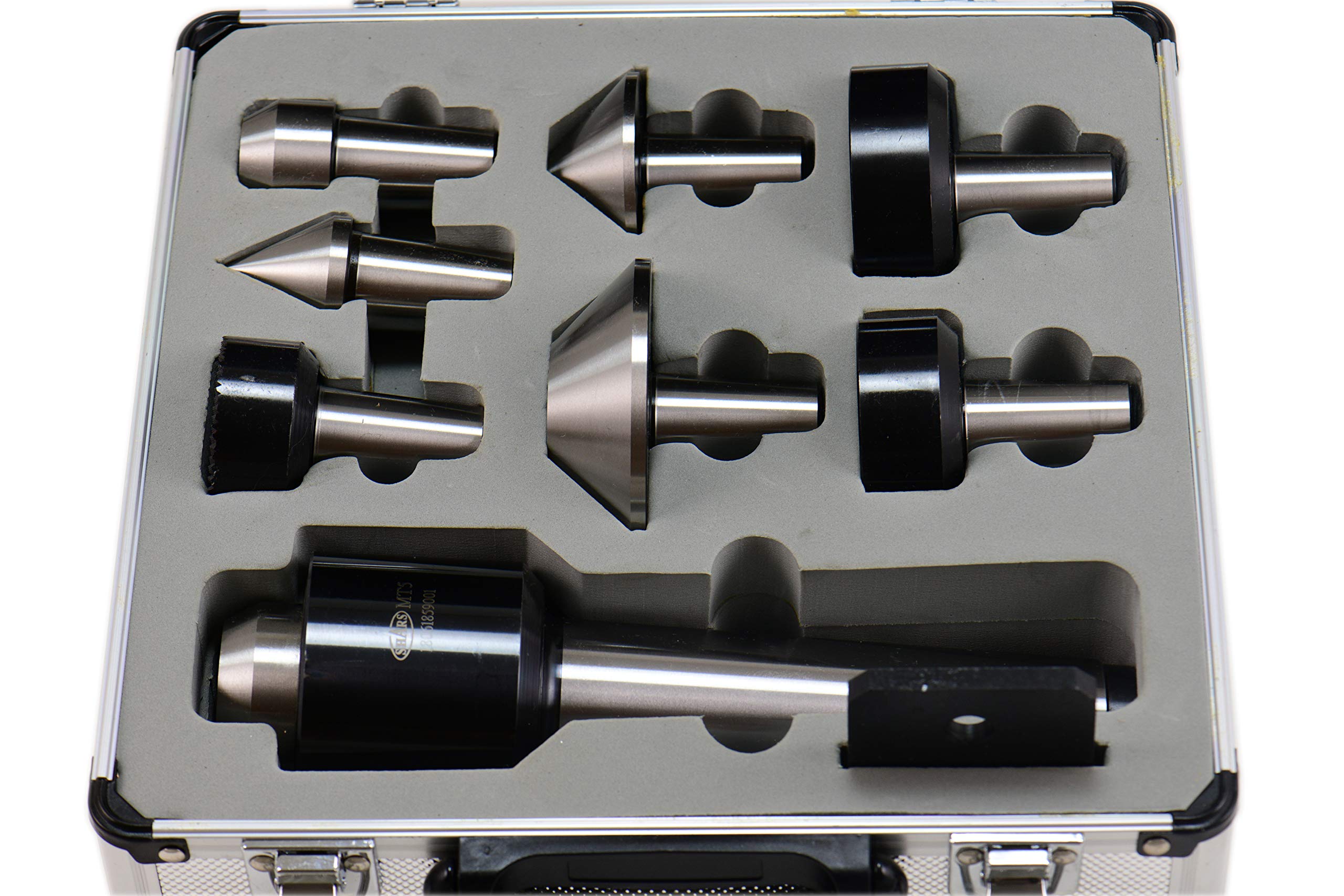 Shars 5MT Live Center Set - High Performance Heavy Duty CNC Lathe Tool, Interchangeable Nose, 8-Piece Kit (202-3563 R) - Perfect for Metalworking, Turning, Milling & Precision Machining Operations