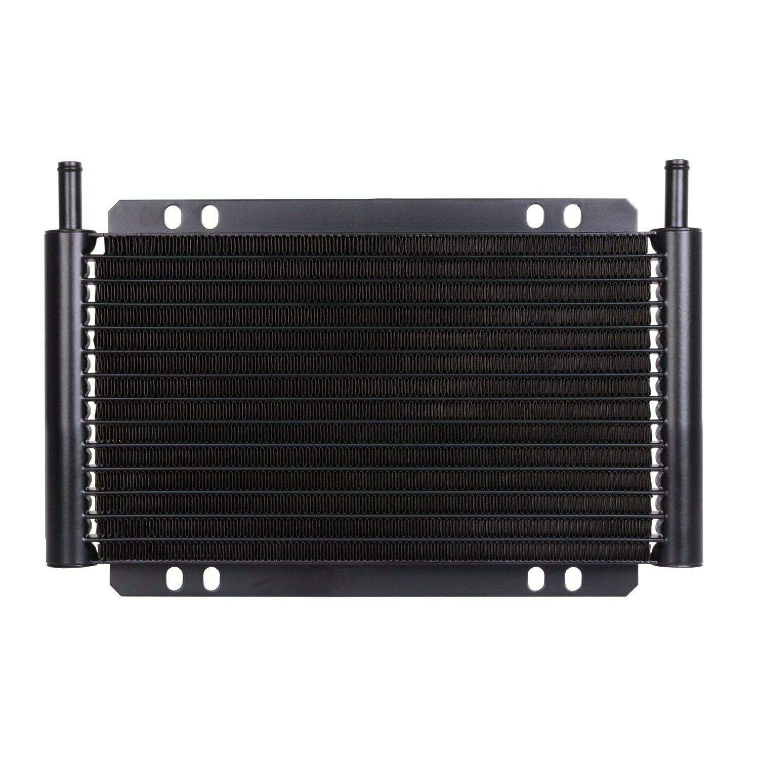 17 Row Small Black Aluminum Engine Transmission Oil Cooler with 90W Electric Fan - 6AN In-Line Hose Fitting Adapter & 180°F Thermostat Switch - Complete Cooling Kit for Car, Truck, RV & Performance Vehicles
