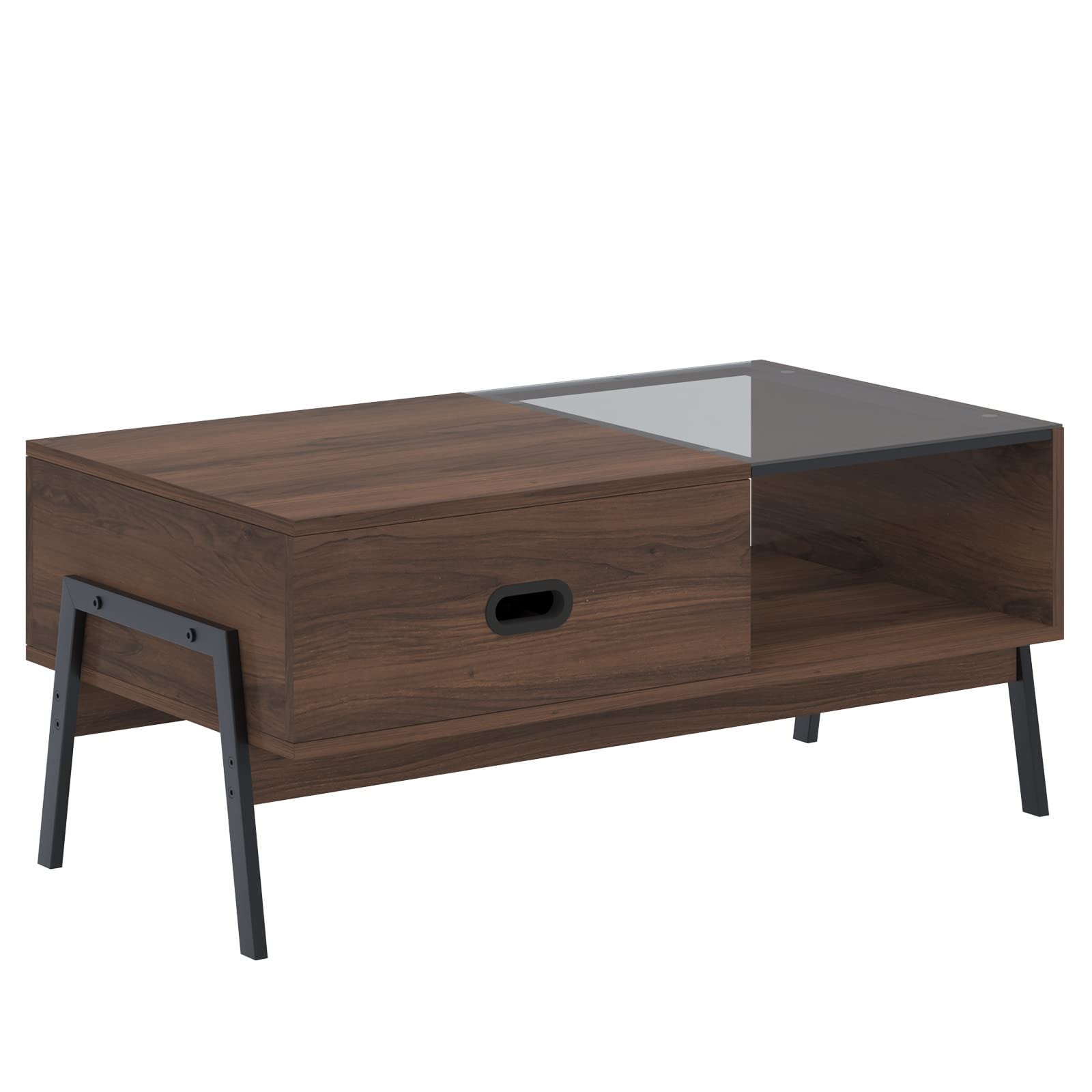 Soges Lift Top Coffee Table with Storage - Rustic Brown Wooden Raisable Coffee Table for Living Room, Sofa, and Lounge - Perfect for Small Spaces and Home Decor