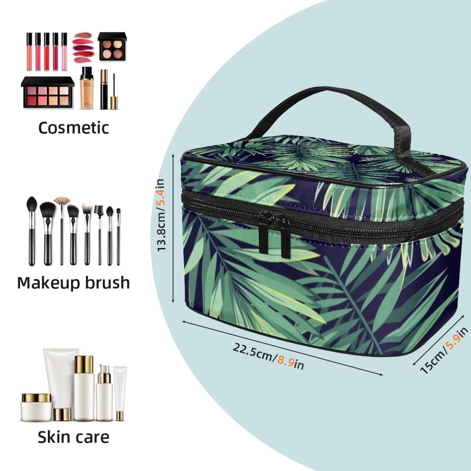 Tropical Plant Cosmetic Bag - Travel Toiletry Organizer for Makeup & Storage