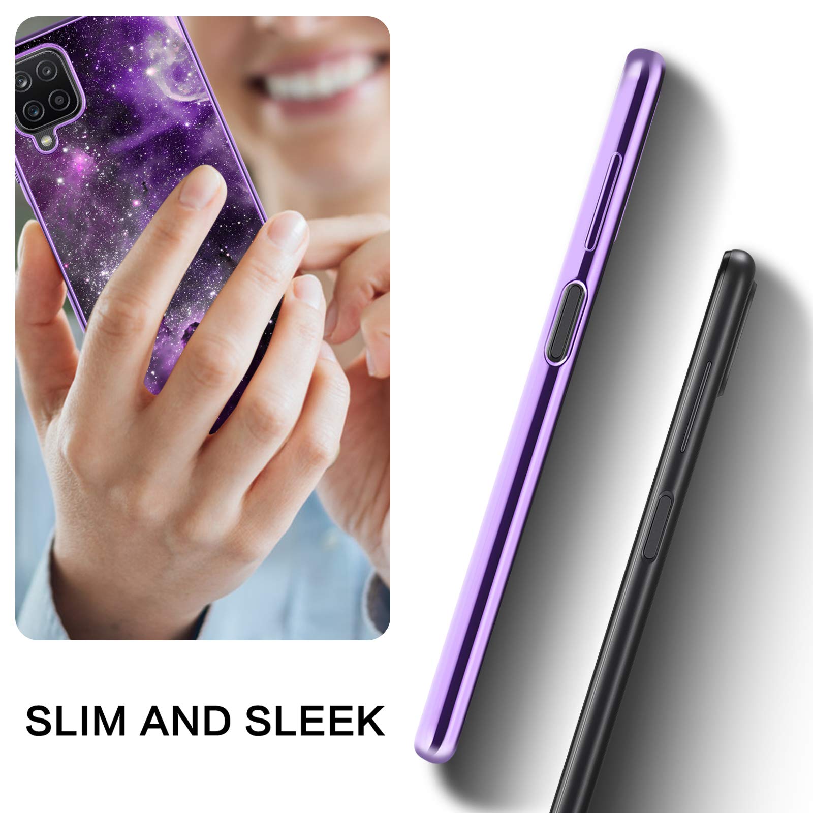 Samsung Galaxy A12 Case, Slim Glow in The Dark Hybrid Hard PC & Soft TPU Bumper Protective Phone Cover for Samsung A12 6.5