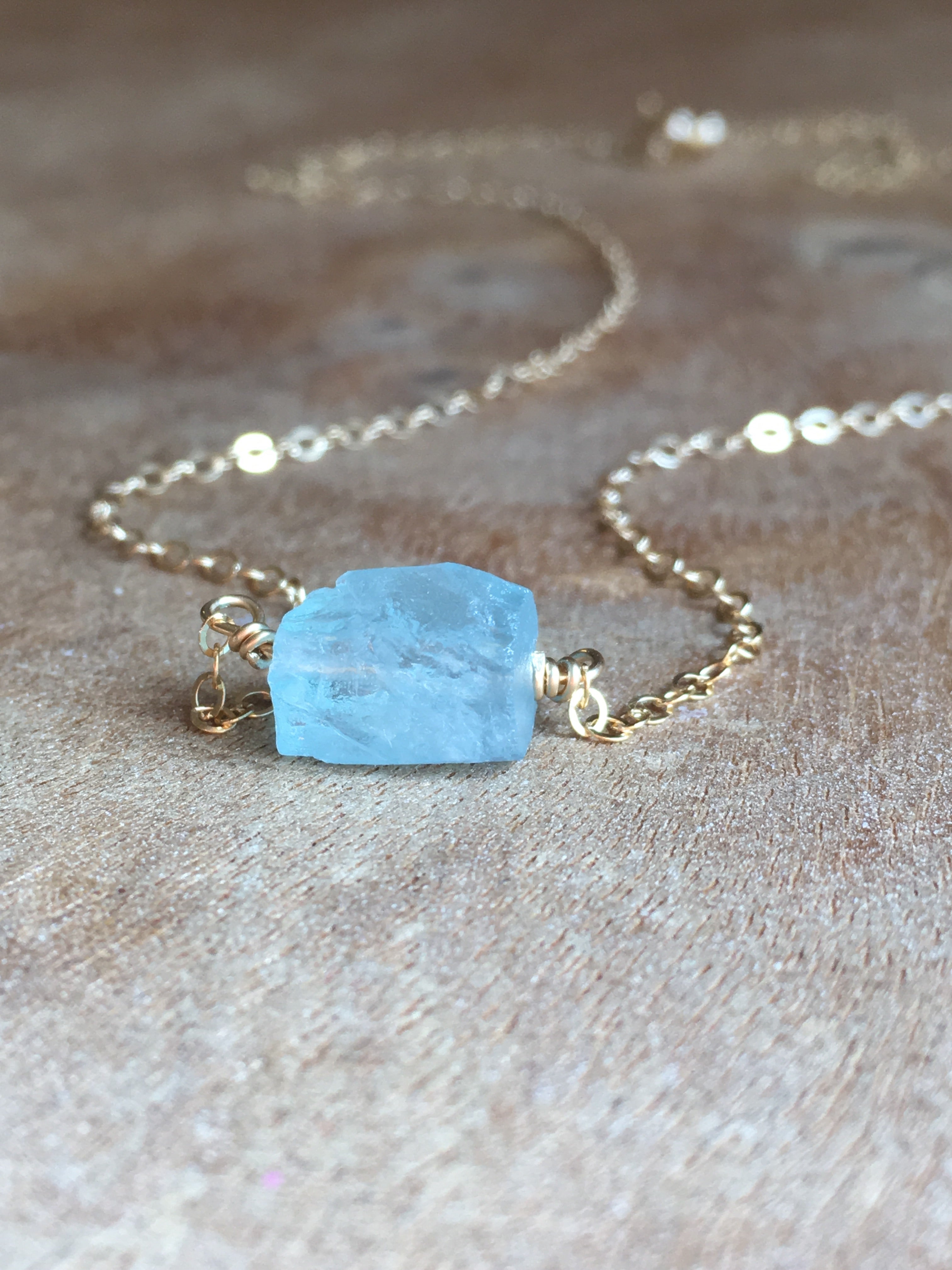 Elegant Raw Aquamarine Necklace - March Birthstone Jewelry Gift for Women, Mothers, Wives & Girlfriends | Perfect for Birthday, Anniversary, Valentine's Day & Everyday Wear