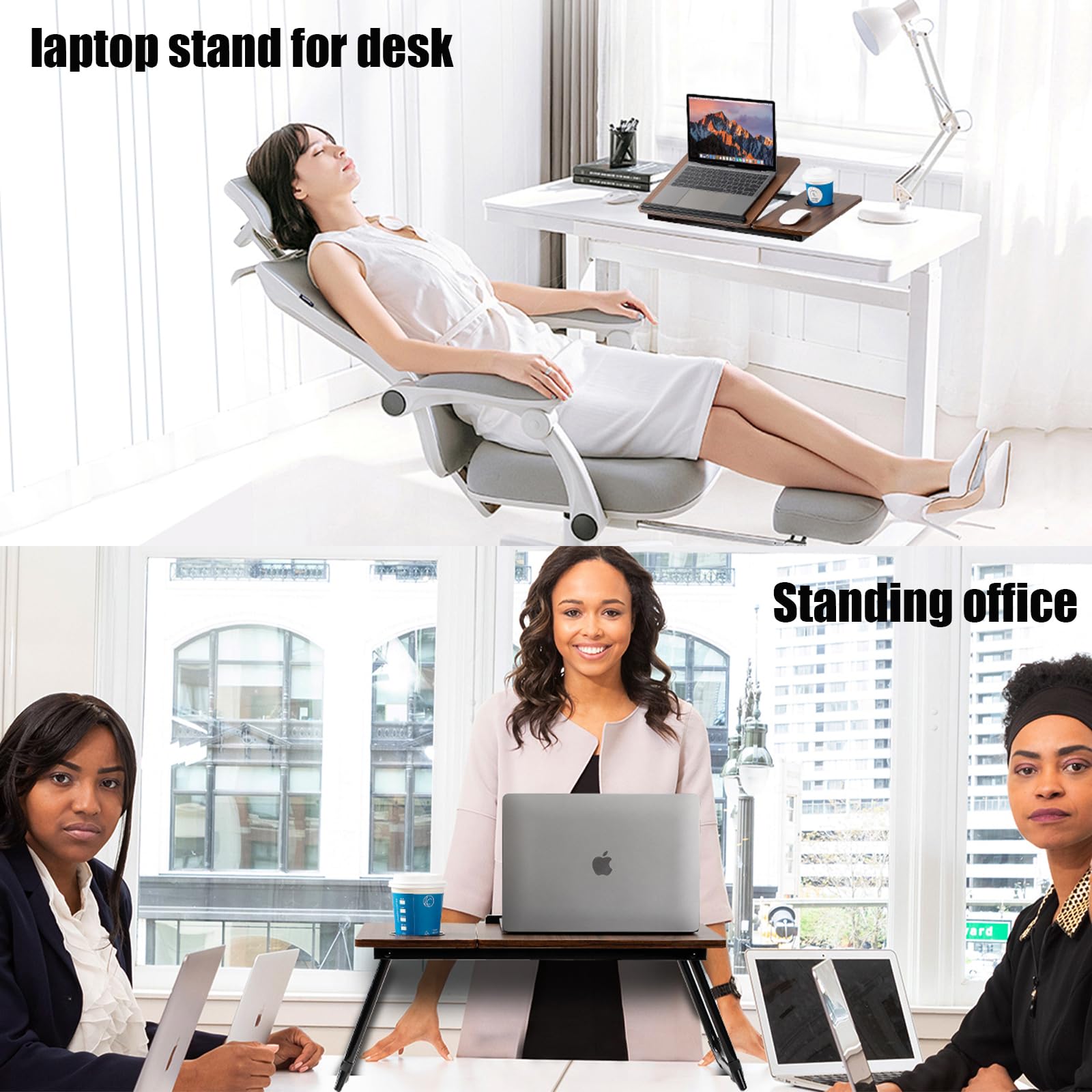 Adjustable Foldable Laptop Desk for Bed & Couch - Portable Lap Desk with Cup Holder & Storage | Perfect for Working, Reading, Writing, Eating & Gaming in Bed, Sofa or Floor | Ideal Home Office & Dorm Room Essential