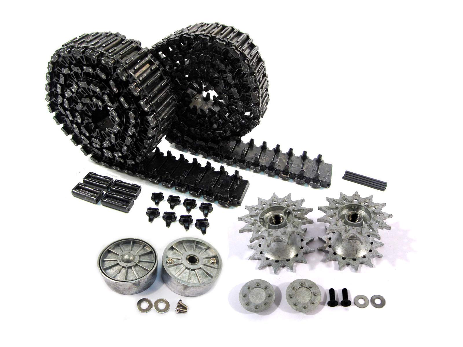 MATO 1/16 Scale T49 Sherman Metal Tank Tracks Set - Includes Sprockets, Driving Wheels & Idler Wheels with Bearings for Heng Long 3898-1 1:16 RC Sherman Tank - Perfect for RC Tank Upgrades, Military Model Building & Collectors