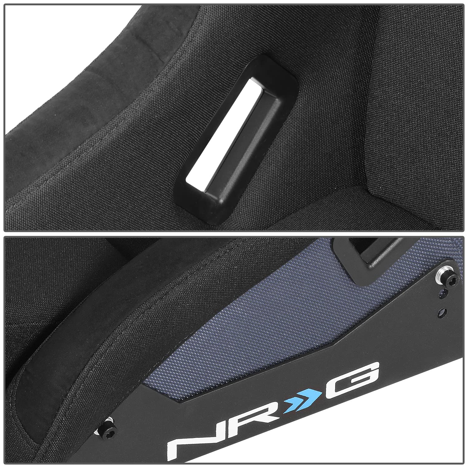 NRG Innovations NRG-RSC-302CF-BL Universal Fixed Back Bucket Racing Seat with Side Mount Bracket - Blue Carbon Fiber Design for High-Performance Cars, Drifting & Track Racing