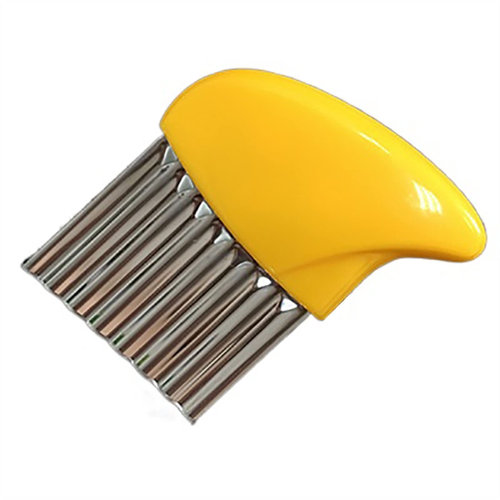 Stainless Steel Wavy French Fry Cutter - Portable Potato Slicer & Vegetable Chopper for Perfect Crinkle Cut Fries | Kitchen Gadget with Non-Slip Handle (Yellow) | Ideal for Home Cooking, Restaurants & Outdoor Picnics
