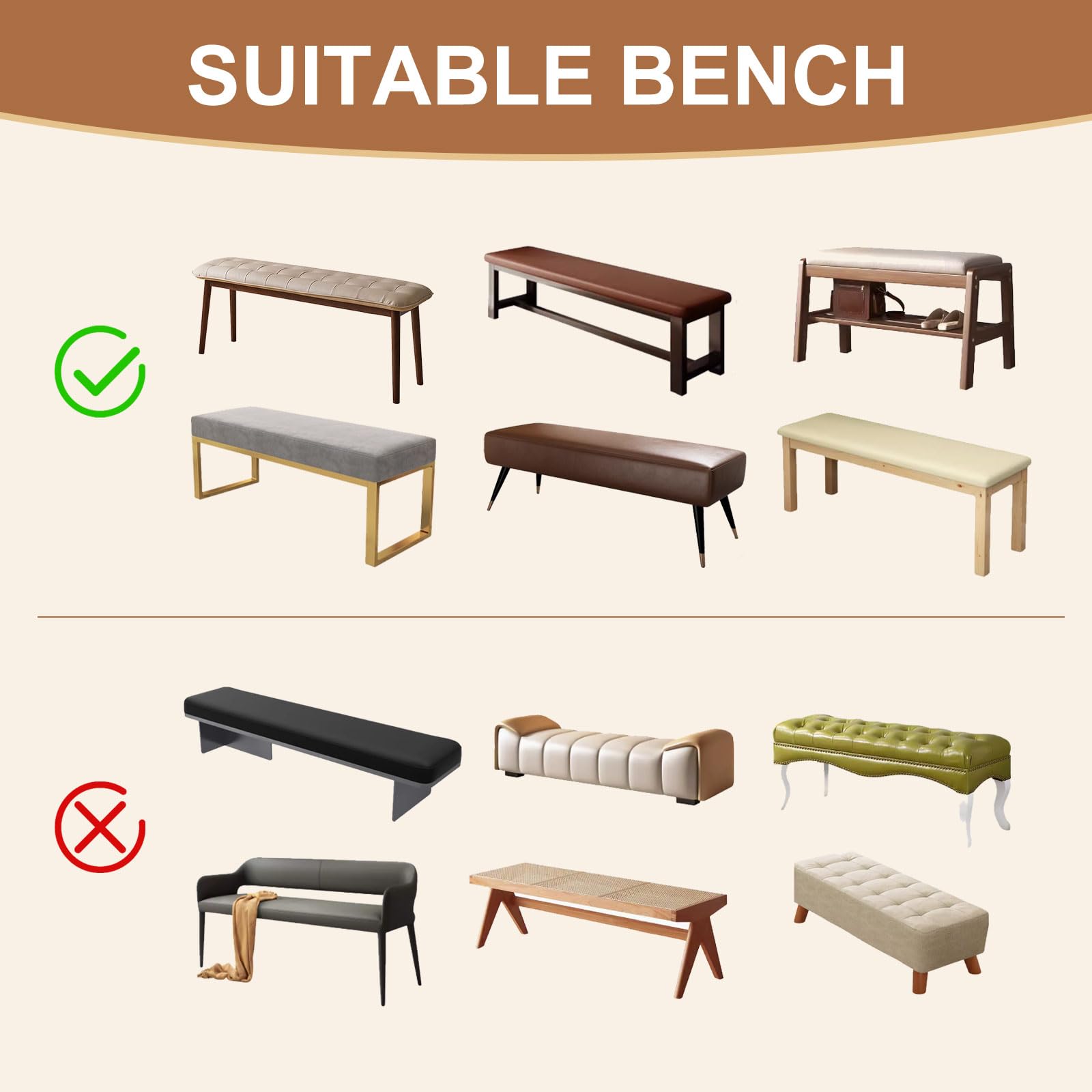 Waterproof Stretch Jacquard Bench Seat Cover - Washable & Removable Dining Room Bench Protector for Bedroom, Living Room, Kitchen - Light Grey | Perfect for Home Decor & Furniture Protection