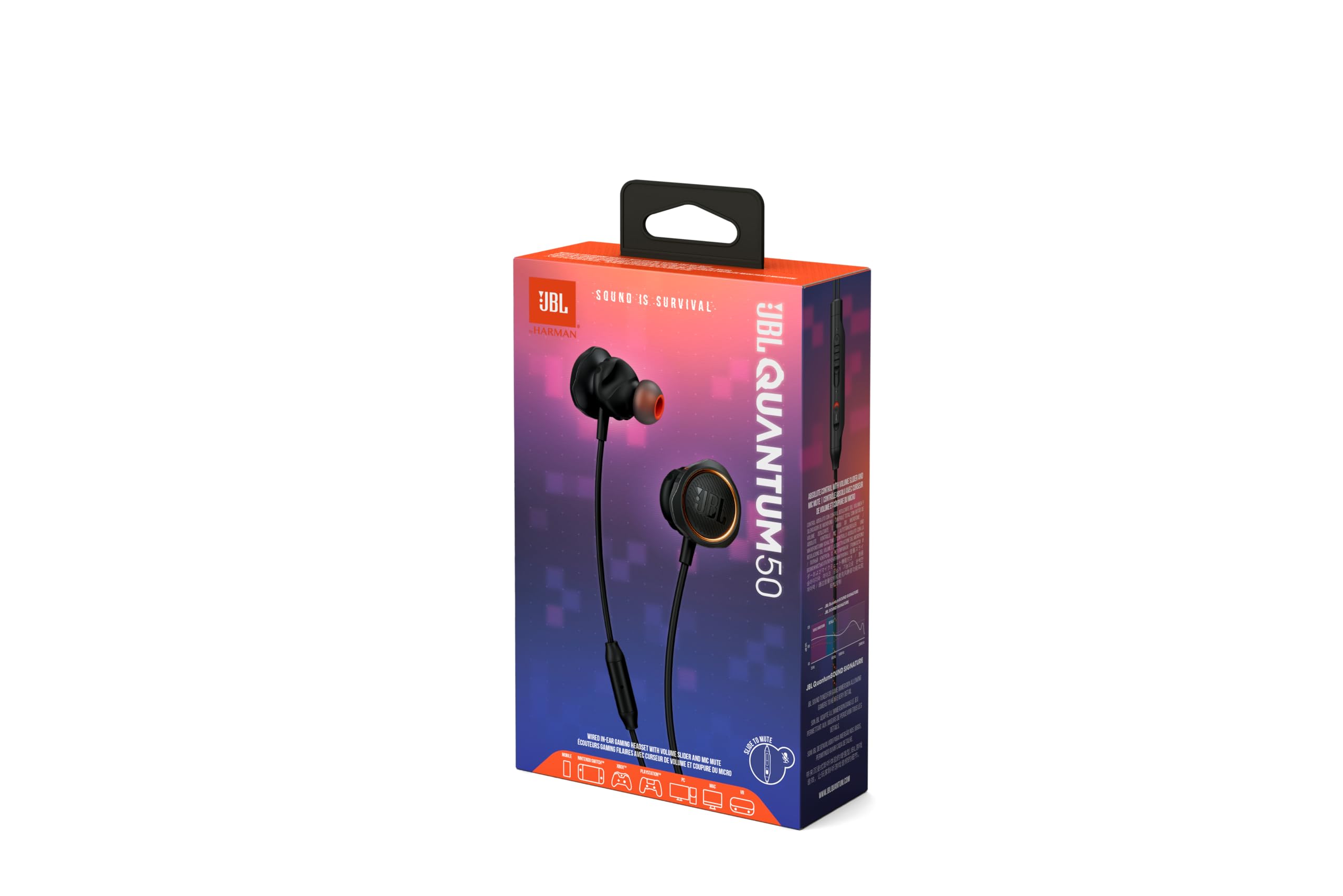 JBL Quantum 50 In-Ear Gaming Headset with Microphone - Black - Noise Cancelling for PC, PS5, Xbox & Mobile - Perfect for Competitive Gaming & Online Meetings