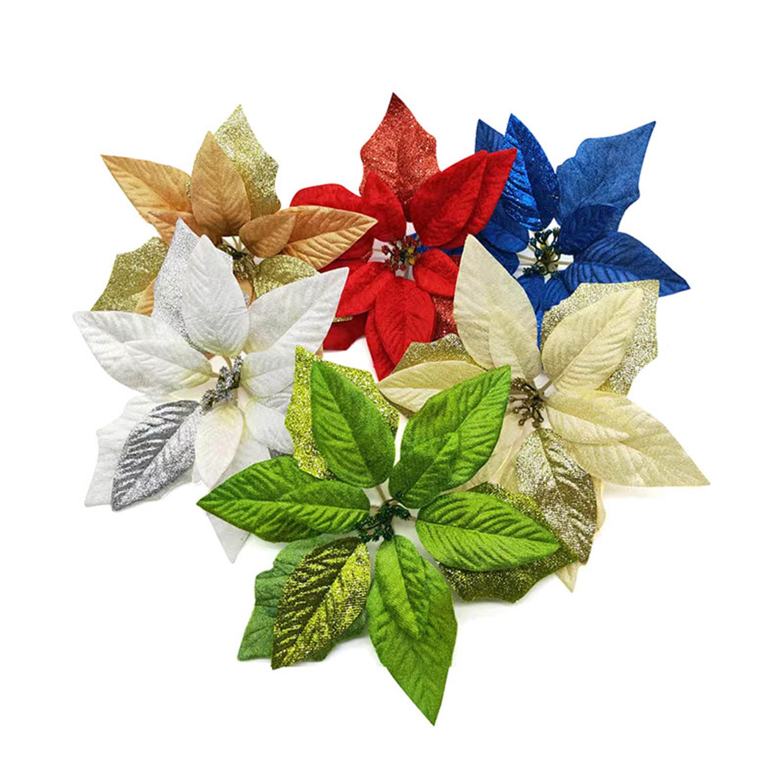 Gold Dust Fabric Artificial Flowers - Christmas Tree & Wedding Decorations, Hanging Wreath Accessories | Perfect for Holiday Home Decor, Party Centerpieces & Seasonal Gift Giving