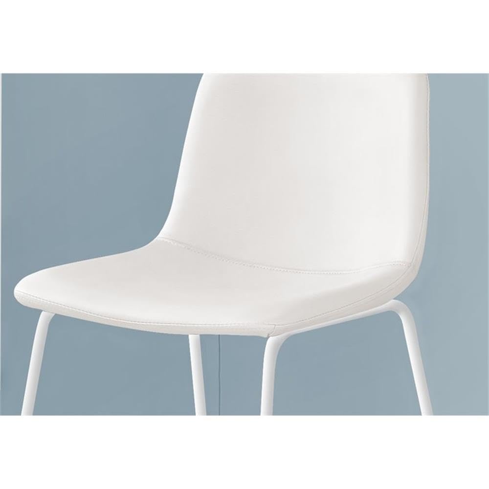 Monarch Specialties I 7750 White Modern Office Chair - Bar Height Standing Computer Desk Chair with PU Leather Look & Metal Frame - Perfect for Home Office, Gaming, and Workspace