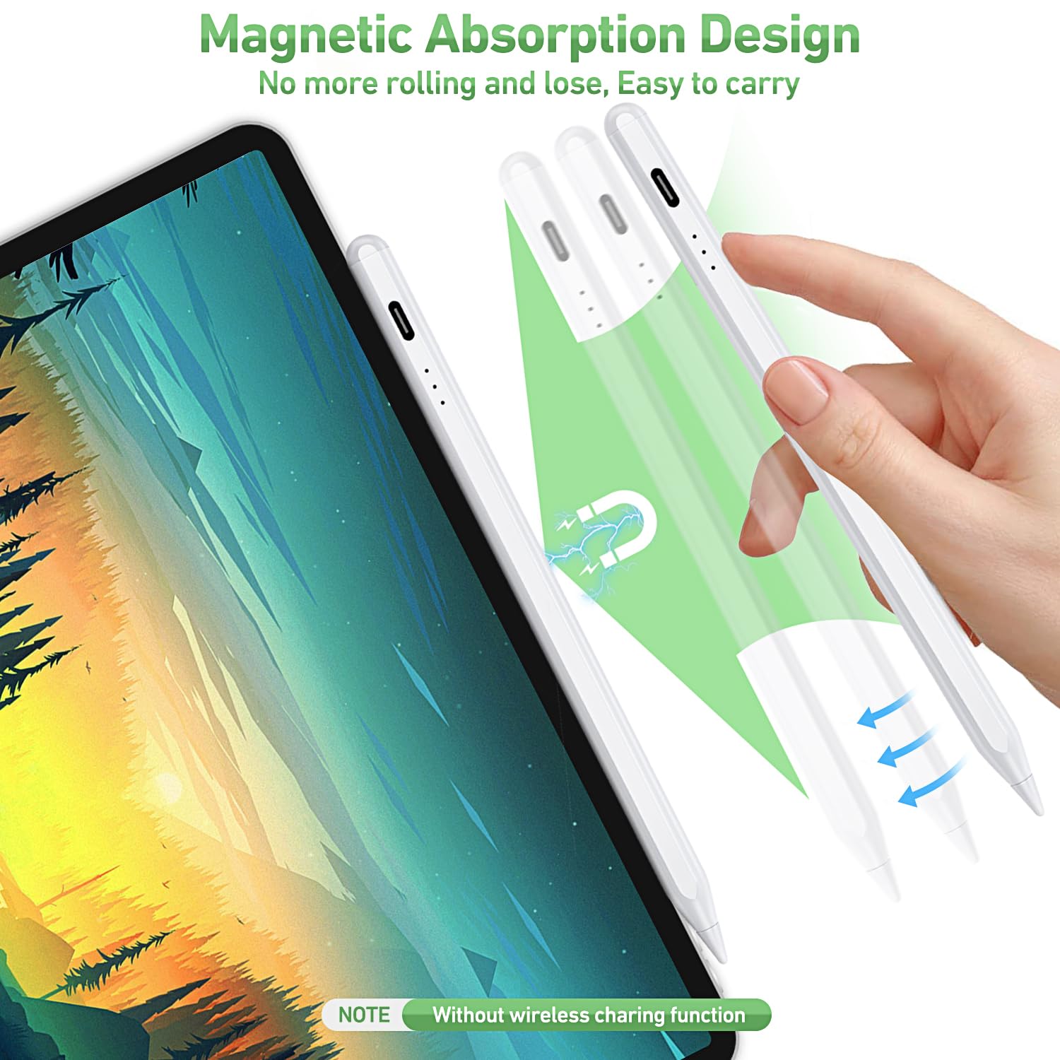 Premium Magnetic Stylus Pen for iPad (2018-2023 Models) - Apple Pencil Alternative with Tilt Sensor & Palm Rejection - Compatible with iPad 6-10, iPad Mini 5/6, iPad Air 3-5, iPad Pro 11