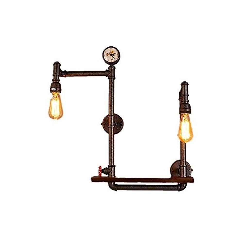 Vintage Industrial LED Wall Sconce - 2-Light Iron Water Pipe Lighting Fixture for Outdoor, Bar, Coffee Shop & Living Room Decor | Antique Style Hanging Lamp for Aisle & Wall Decoration