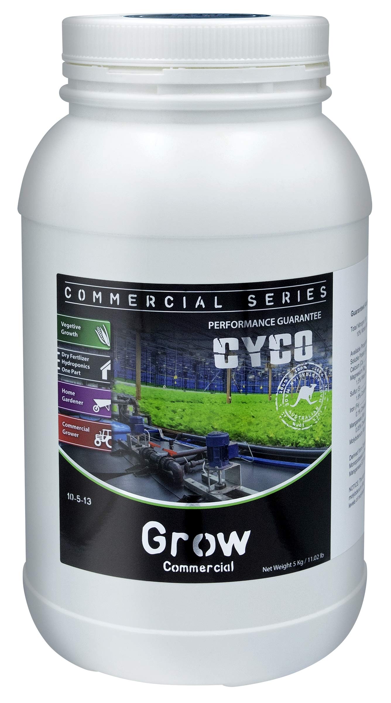 CYCO Commercial Series Hydroponic Plant Fertilizer 10-5-13 NPK - 5kg Premium Nutrient Solution for Indoor Gardening, Greenhouse & Commercial Grow Operations