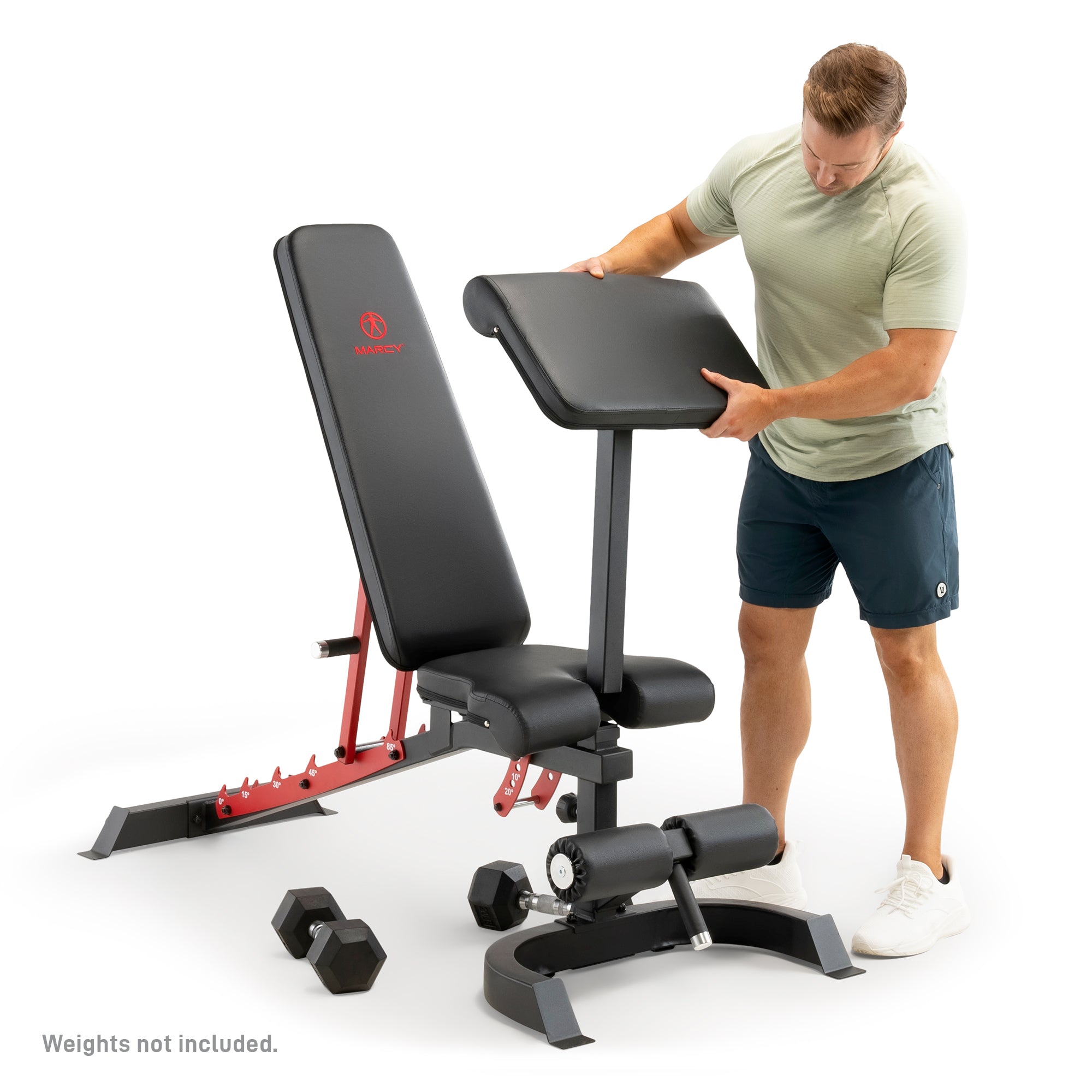 Marcy SB-7799 Utility Bench with Arm Curl - Adjustable Weight Bench for Home Gym Strength Training - Perfect for Dumbbell Workouts, Sit-Ups & Full-Body Exercises