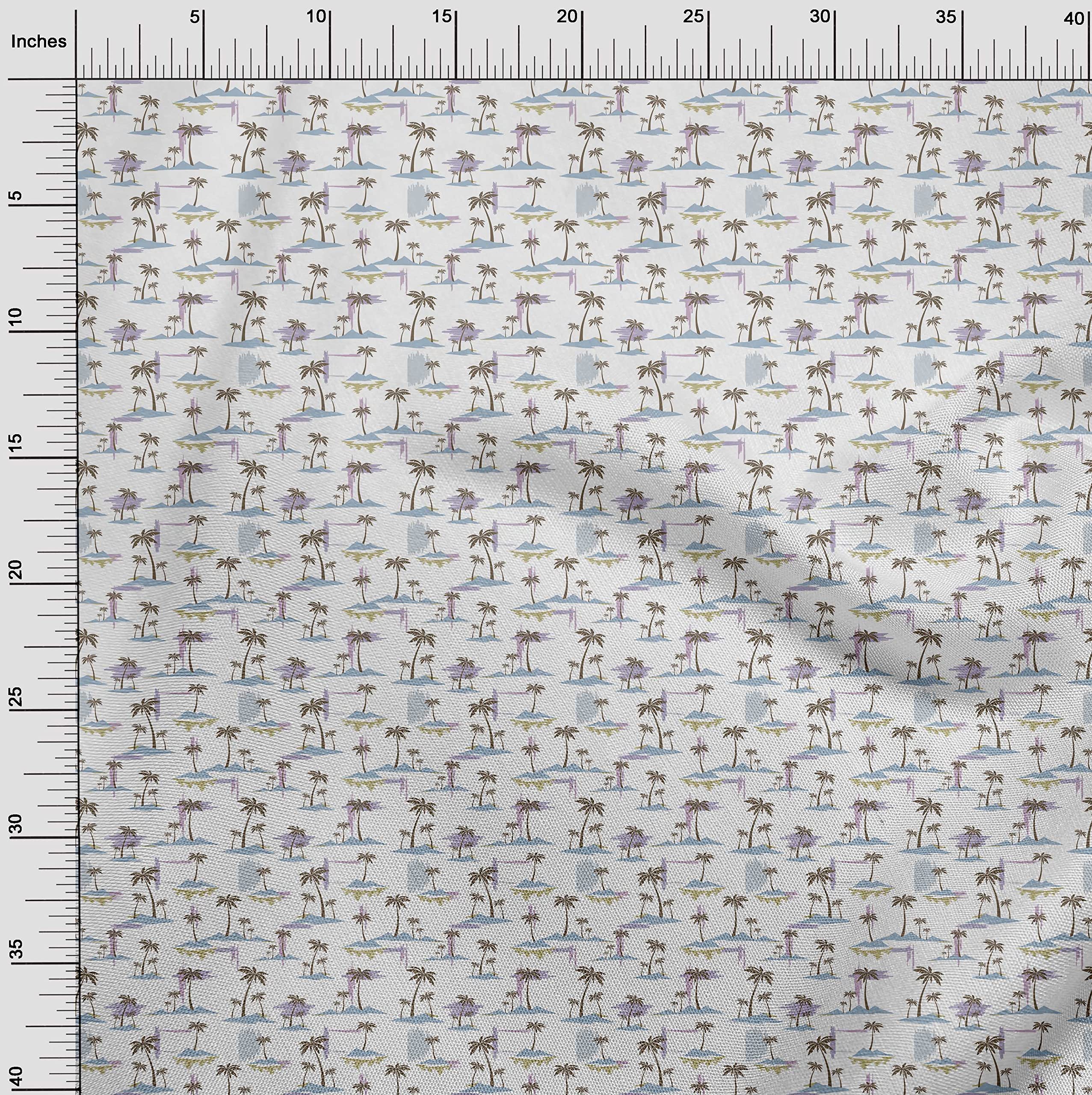 oneOone Viscose Jersey Light Blue Fabric - 60 Inch Wide Printed DIY Sewing Material for Travel Clothing & Craft Projects | Soft Jersey Knit by The Yard for Dresses, Tops & Home Decor