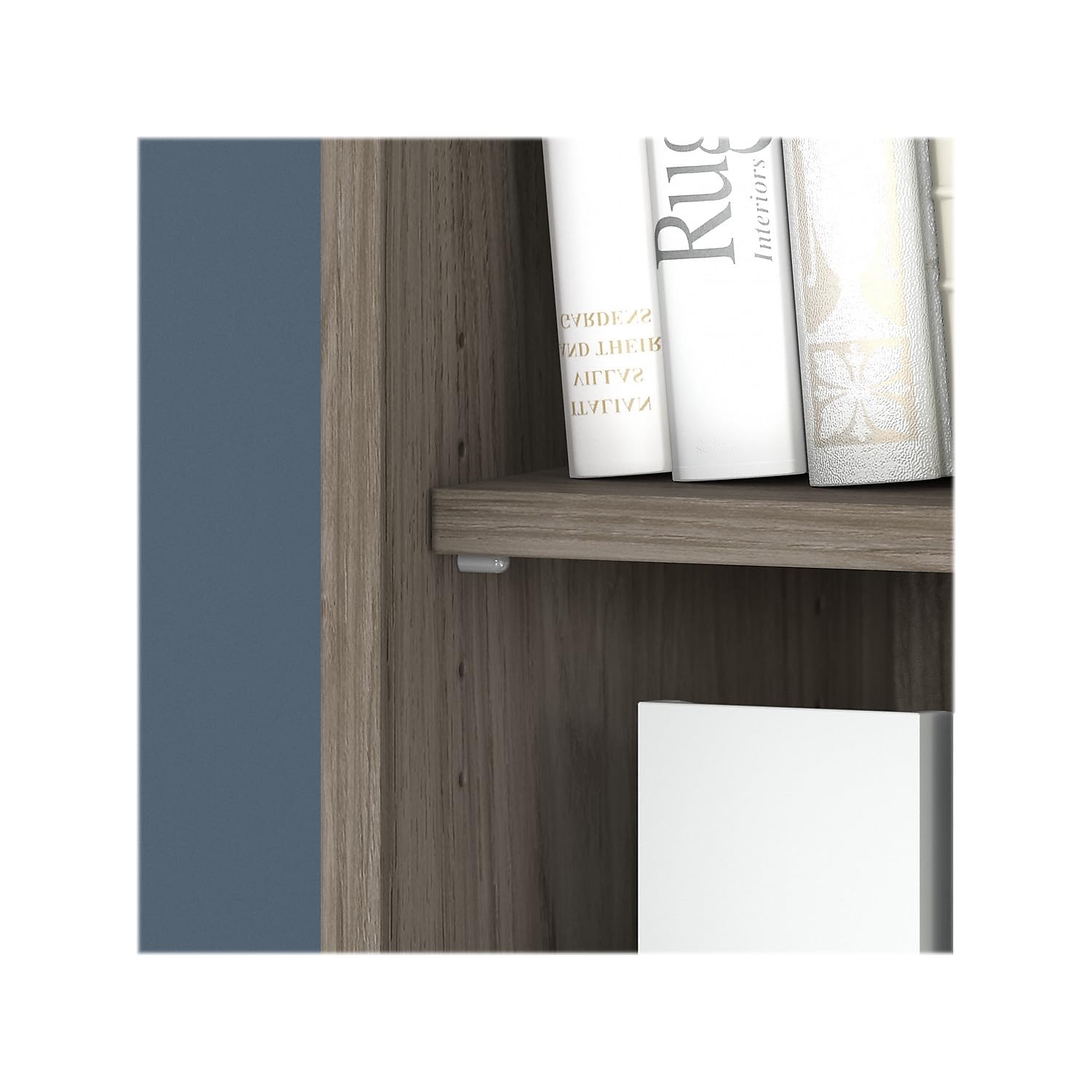 Bush Business Furniture Hybrid Tall 5 Shelf Bookcase in Modern Hickory - Stylish Office Storage Solution for Books, Files & Decor | Perfect for Home Office, Study Room & Workspace Organization