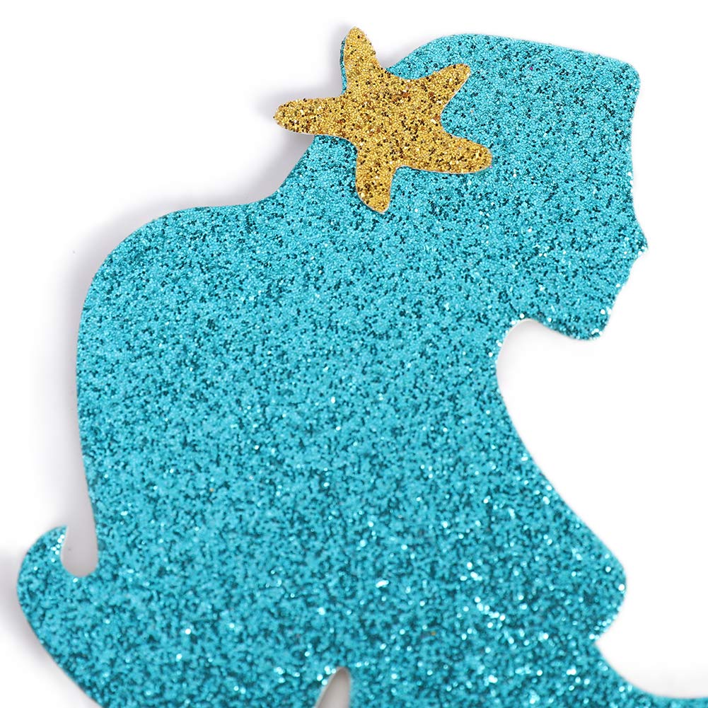 Personalized Mermaid Cake Topper for Birthday Parties - Glitter Smash Cake Decoration, Photo Booth Props & 9
