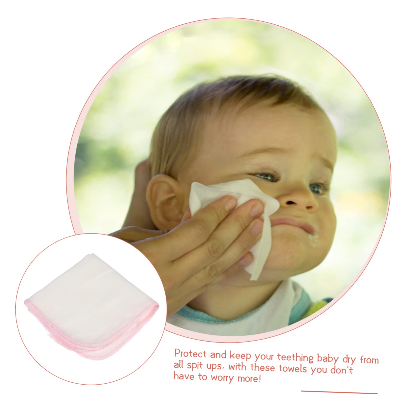 VICASKY 10 Pack Small Square Gauze Bandana Bibs - Soft Absorbent Cotton Towels for Babies & Toddlers (Red) - Perfect for Drooling, Feeding, and Messy Playtime
