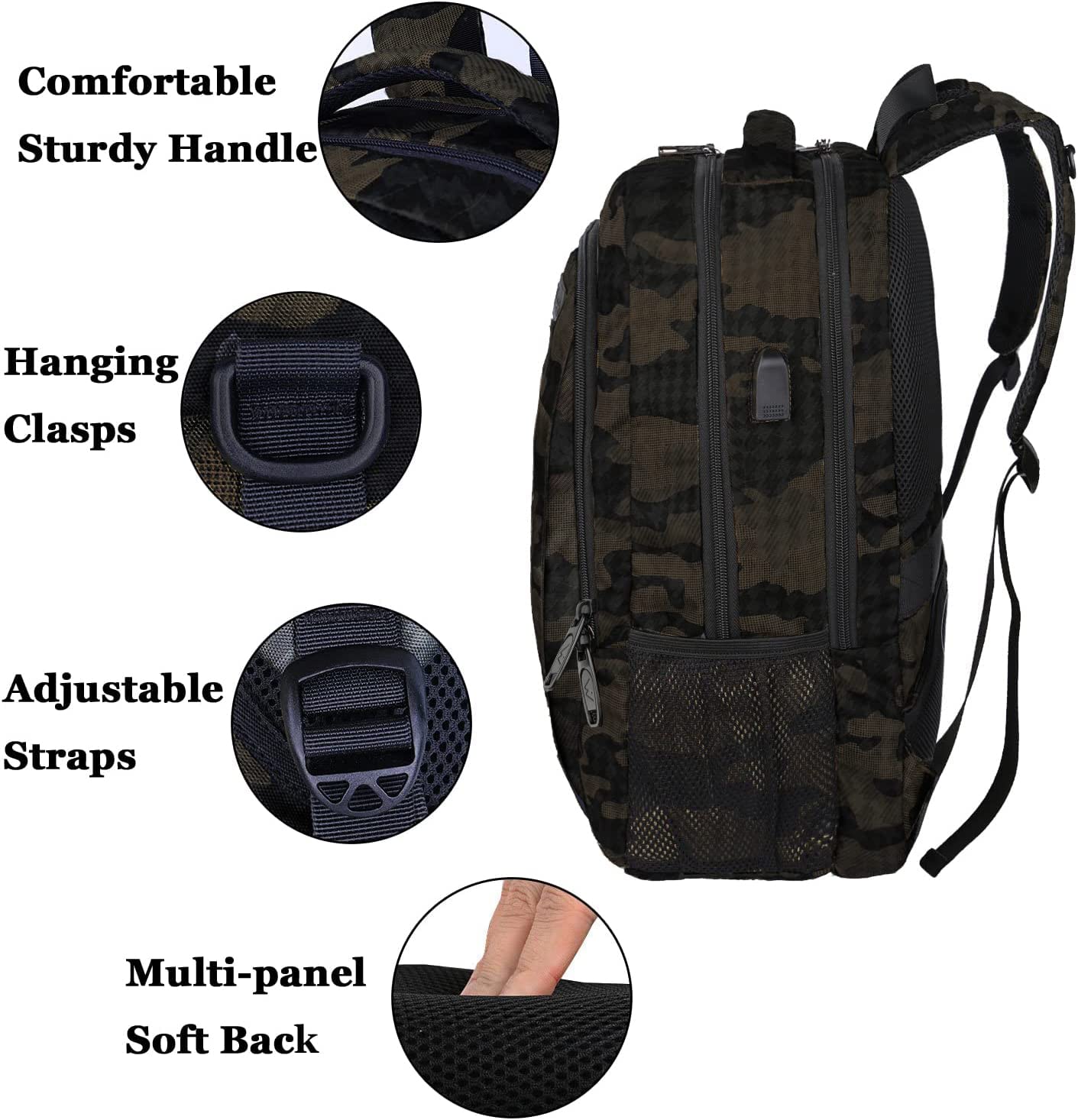 15.6 Inch Laptop Backpack with USB Charging Port - Water-Resistant Business Travel Bag for Men & Women, Durable College Bookbag for Work, School, and Daily Commute