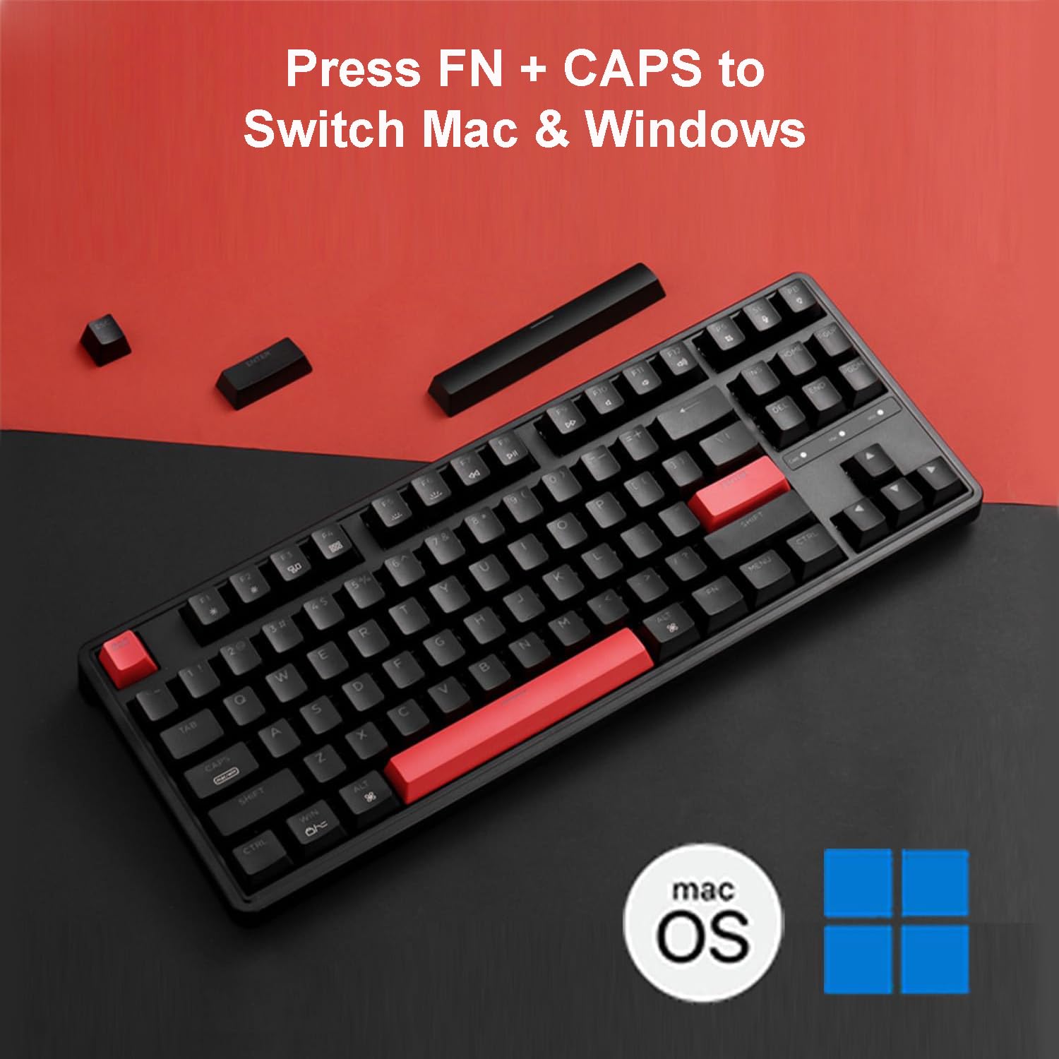 Keychron C3 Pro QMK/VIA Programmable 87-Key TKL Mechanical Gaming Keyboard - Gasket Mount, Red LED Backlight, Red Switches for Mac/Windows/Linux - Perfect for Esports, Coding & Office Work