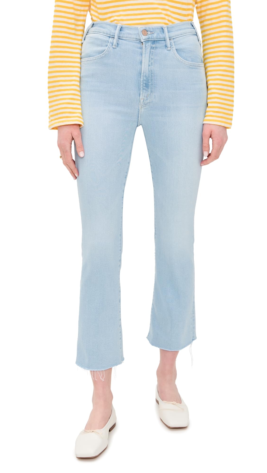MOTHER Women's The Hustler Distressed Ankle Jeans - Stylish Ripped Denim Pants for Casual Outfits & Streetwear Fashion