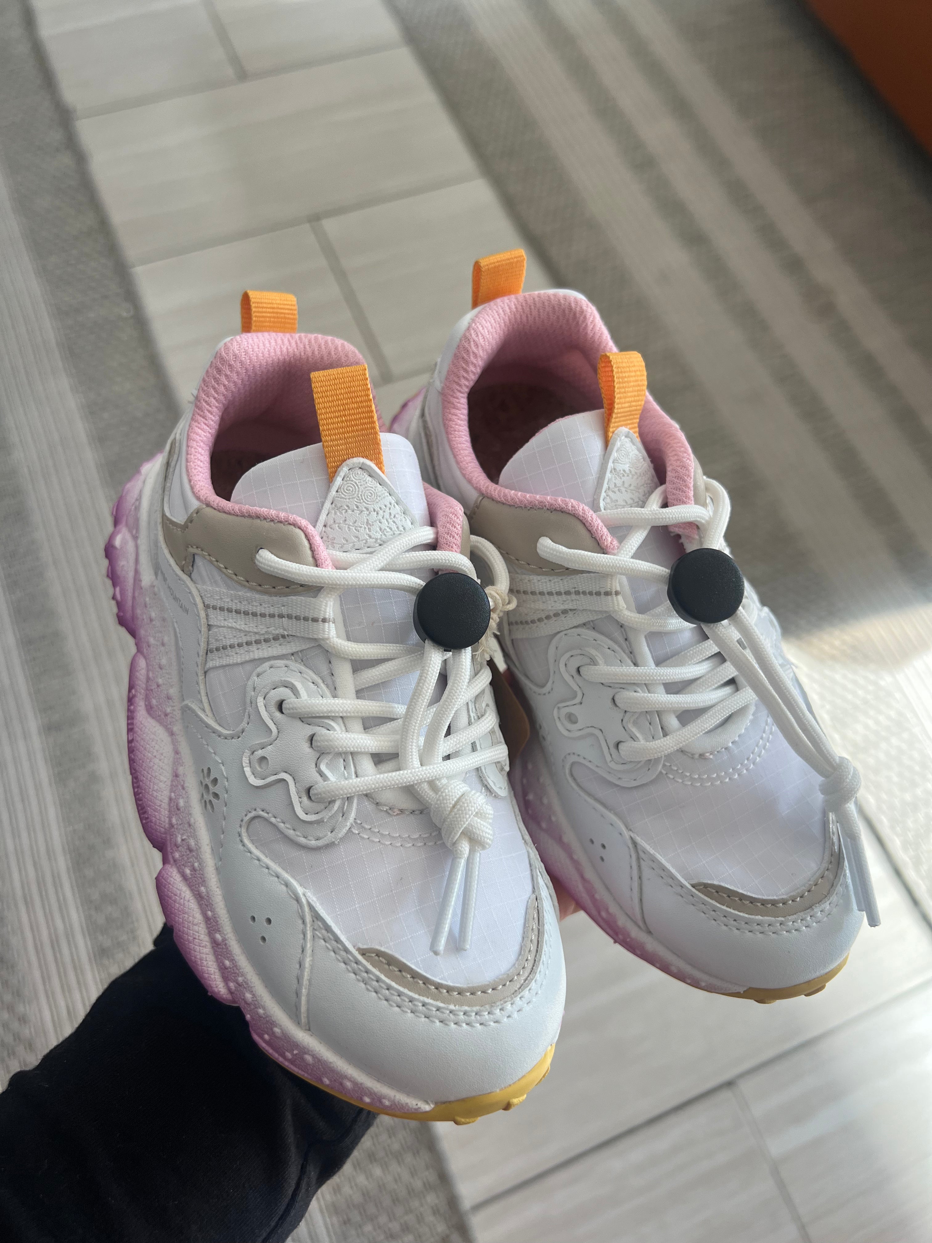 Flower Mountain x Naturino White and Purple Sneakers for Kids - Comfortable Lightweight Walking Shoes for School, Play & Outdoor Activities