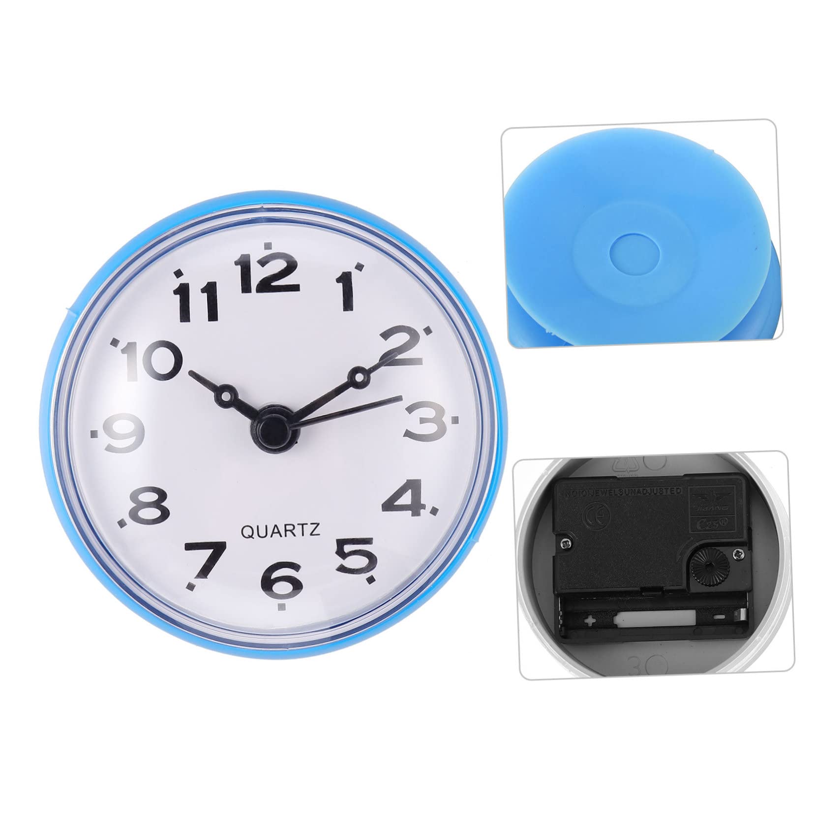 DOITOOL Silent Non-Ticking Shower Clock - Battery Operated Bathroom Wall Clock with Suction Cup, Anti-Fog & Easy to Read - Perfect for Bathroom, Kitchen, Pool & Outdoor Use (Blue)