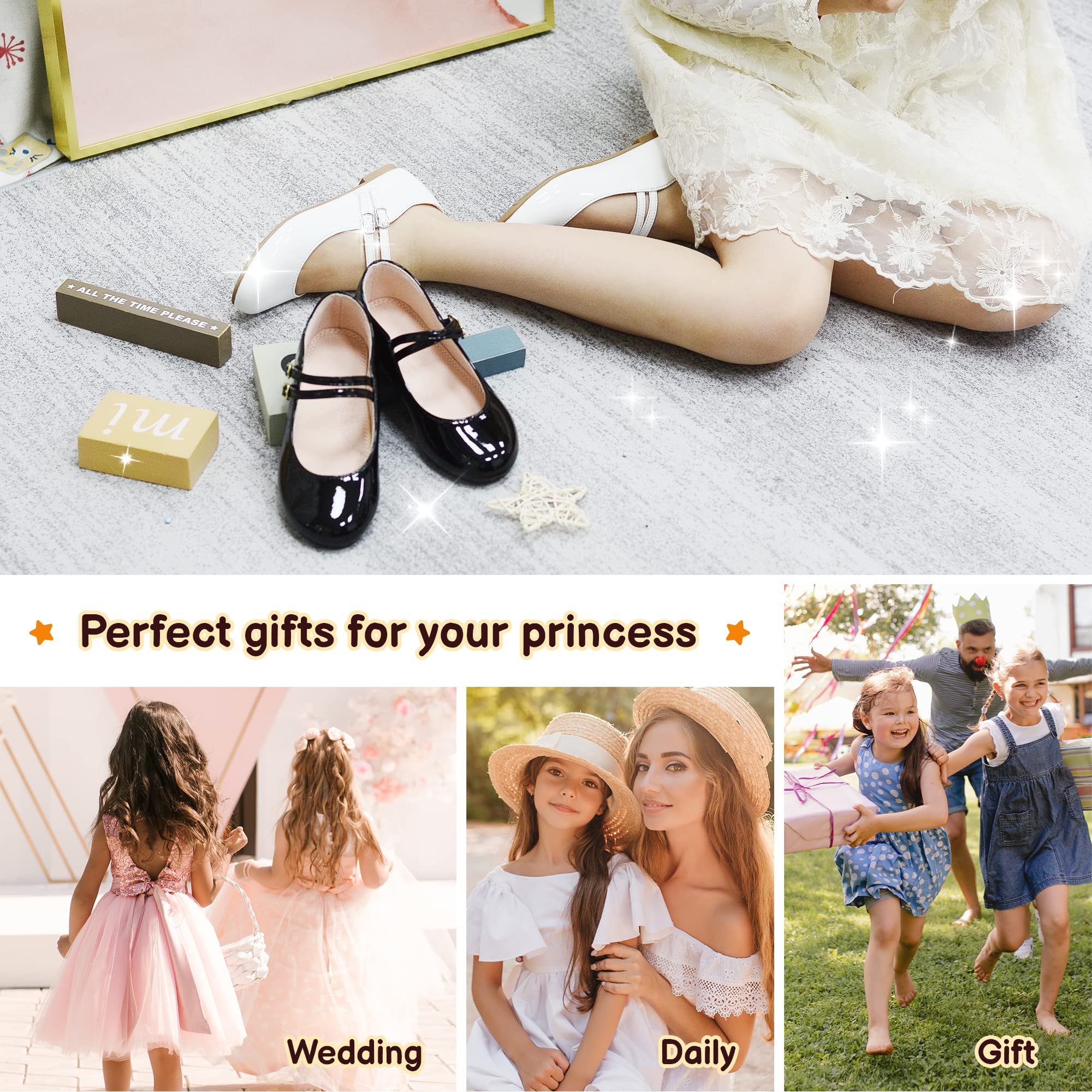 Girls Mary Jane Dress Shoes - Princess Ballet Flats for Weddings, Parties & School | Comfortable Flower Girl Shoes for Special Occasions