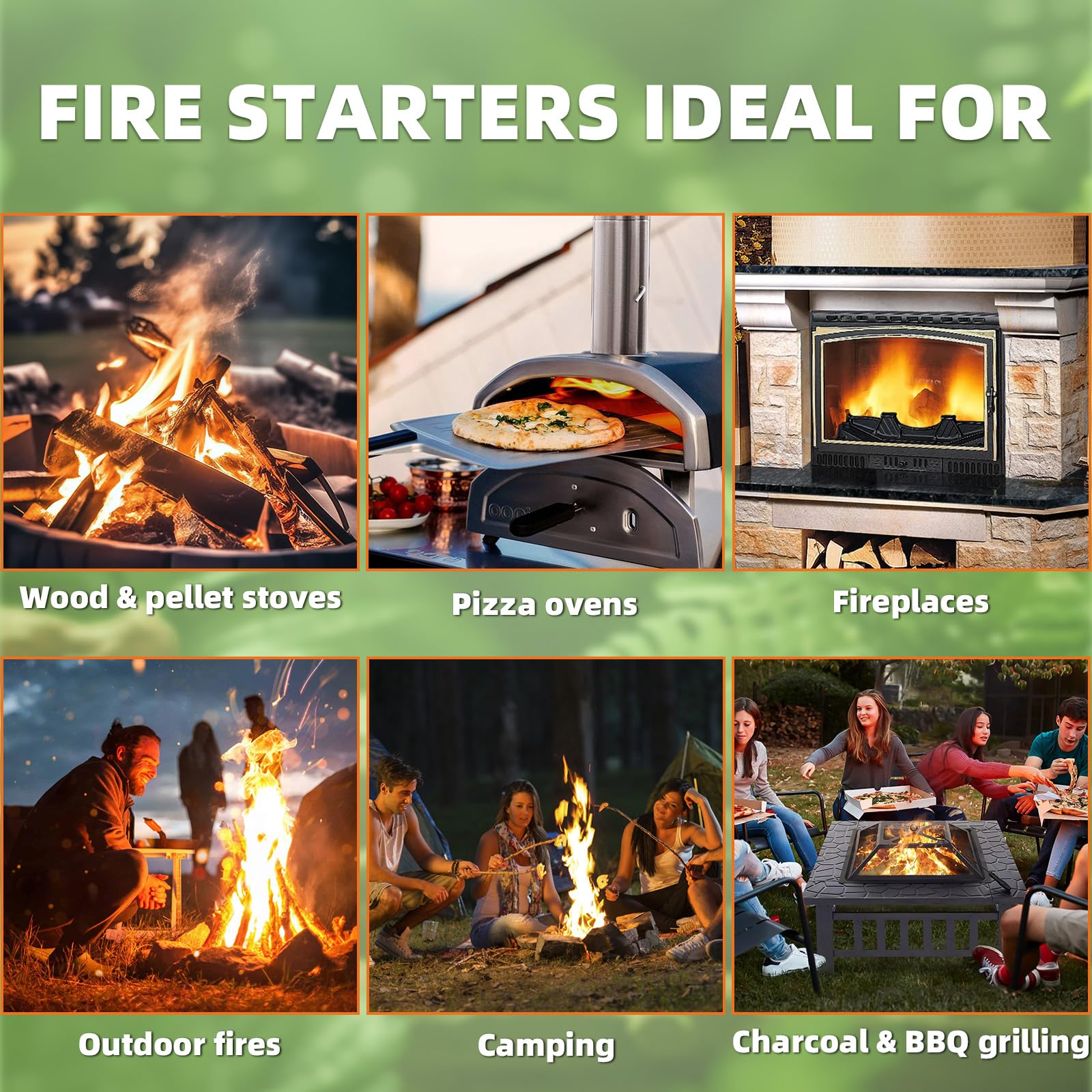 **70PCS Natural Wood Fire Starters for Camping, BBQ, Fireplace, Grill & Wood Stove - Quick & Easy Charcoal Starter for Outdoor Cooking, Bonfires & Pizza Oven**    *(Perfect for Camping Trips, Backyard BBQs, Fireplace Nights & Outdoor Adventures)*