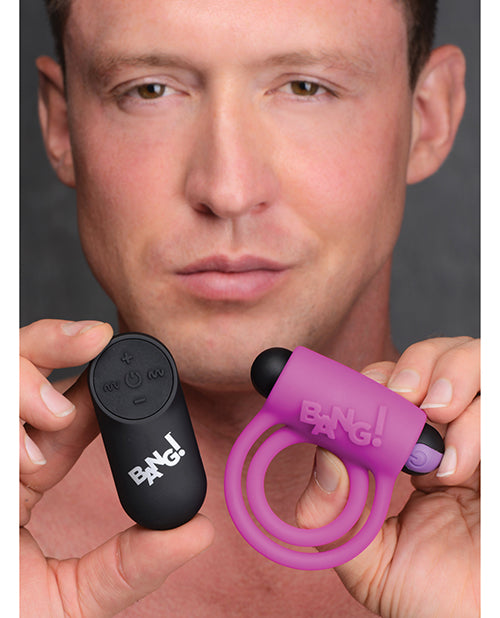 Bang! Rechargeable Silicone Cock Ring & Bullet Vibrator with Remote Control - Purple | Couples Adult Toy for Enhanced Intimacy & Pleasure | Bedroom Accessory for Spicy Nights
