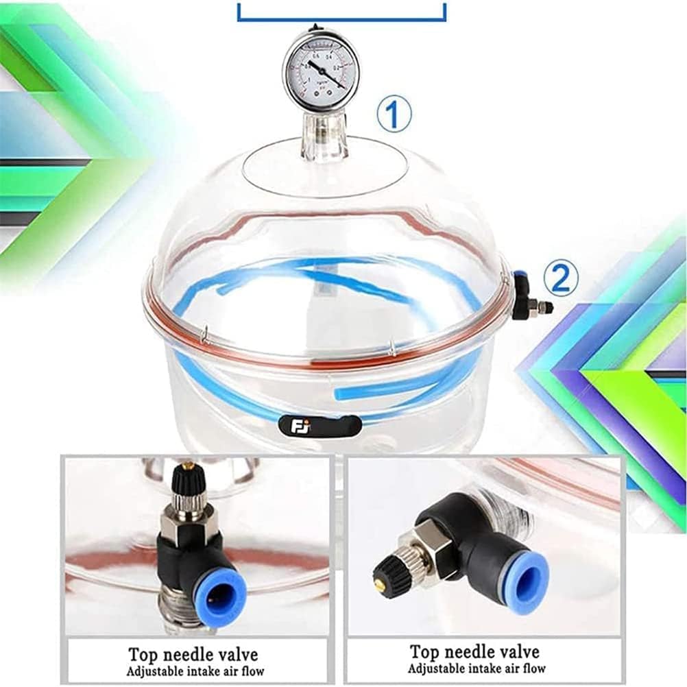 Lab Vacuum Desiccator - Polycarbonate Vacuum Dryer Jar with Pressure Gauge & 150mm Double Valve | Scientific Research Equipment for Vacuum Drying & Storage | Ideal for Laboratory Experiments, Chemical Sample Preservation & Moisture-Sensitive Material Handling