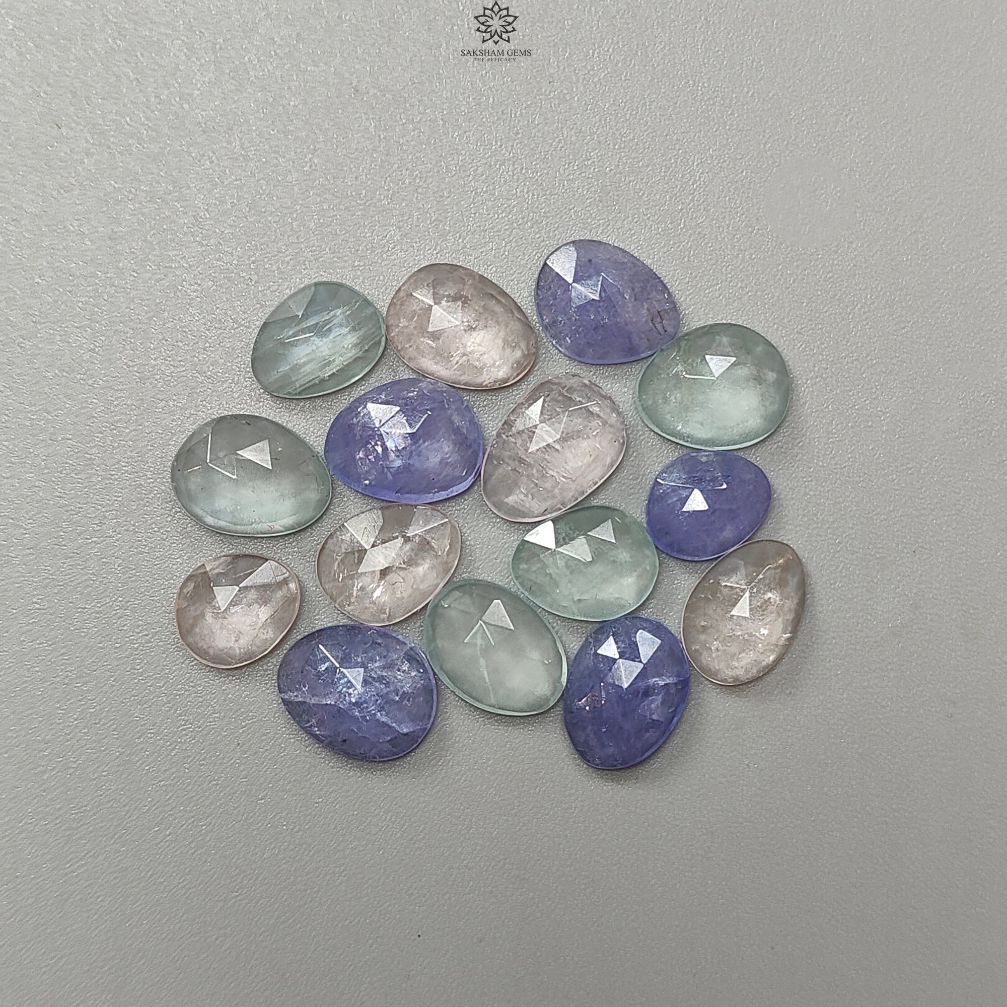 Natural Untreated Rose Cut Gemstone Slices - Garnet, Chrome Diopside, Moonstone, Tanzanite, Morganite & Aquamarine | Fancy Shape Faceted Lots for Jewelry Making, Wire Wrapping & Crystal Healing