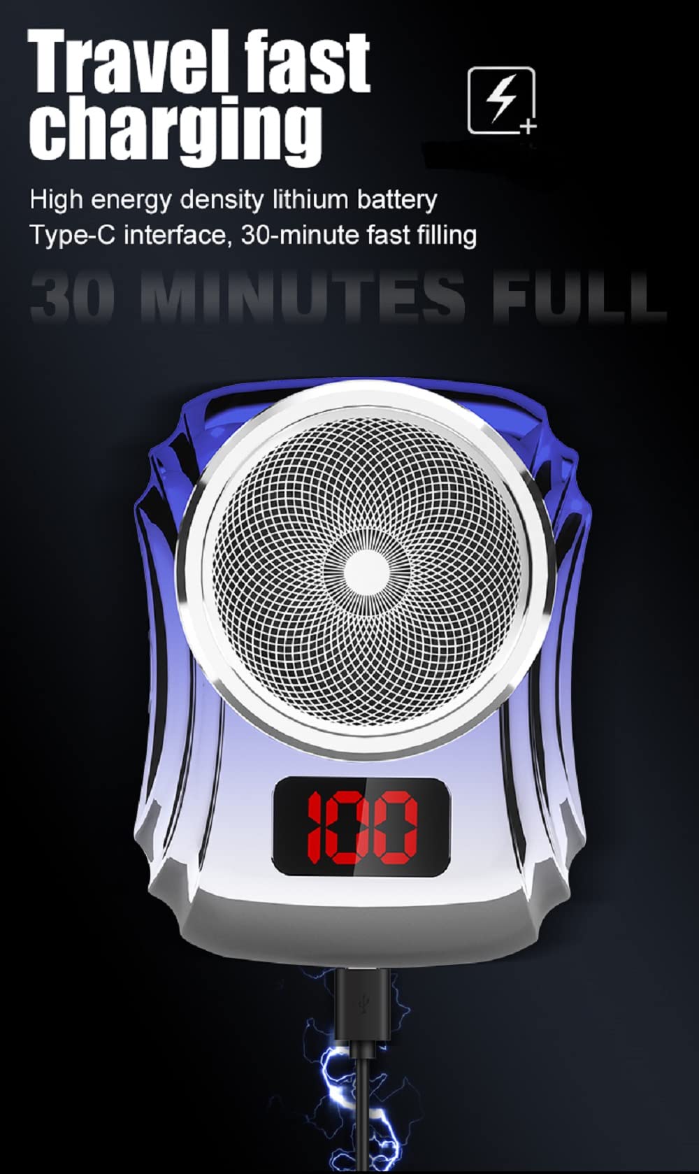 arVin Mini Electric Shaver for Men - Portable Wet/Dry Face Shaver with LED Display, IPX7 Waterproof & USB-C Rechargeable - Compact Travel Razor for Home, Office and On-The-Go Grooming