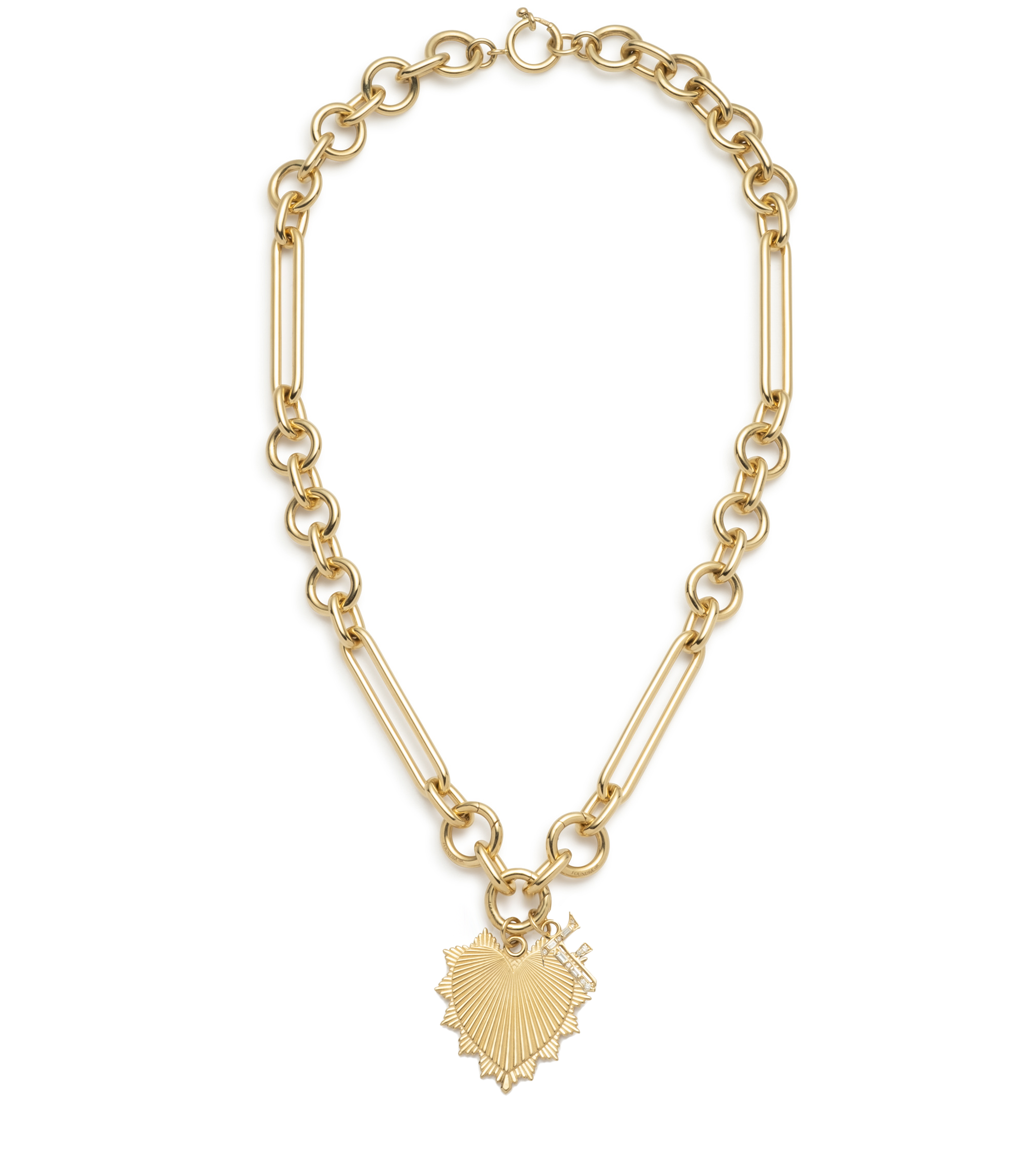 Love Initial Story Oversized Mixed Clip Chain Necklace - Personalized Nameplate Jewelry for Women, Trendy Layered Pendant Necklace Gift for Her | Perfect for Valentine's Day, Anniversary & Everyday Fashion